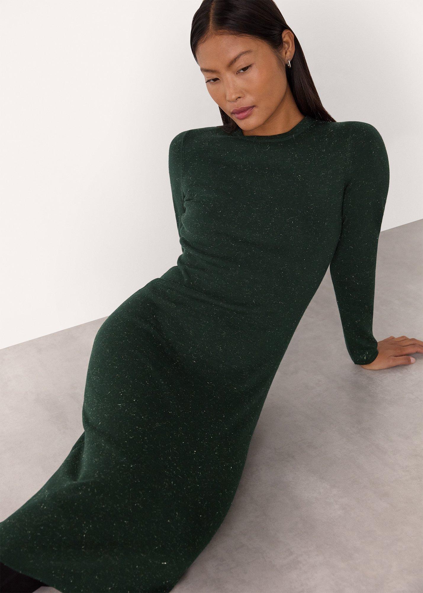Dark Green Annie Sparkle Knit Dress