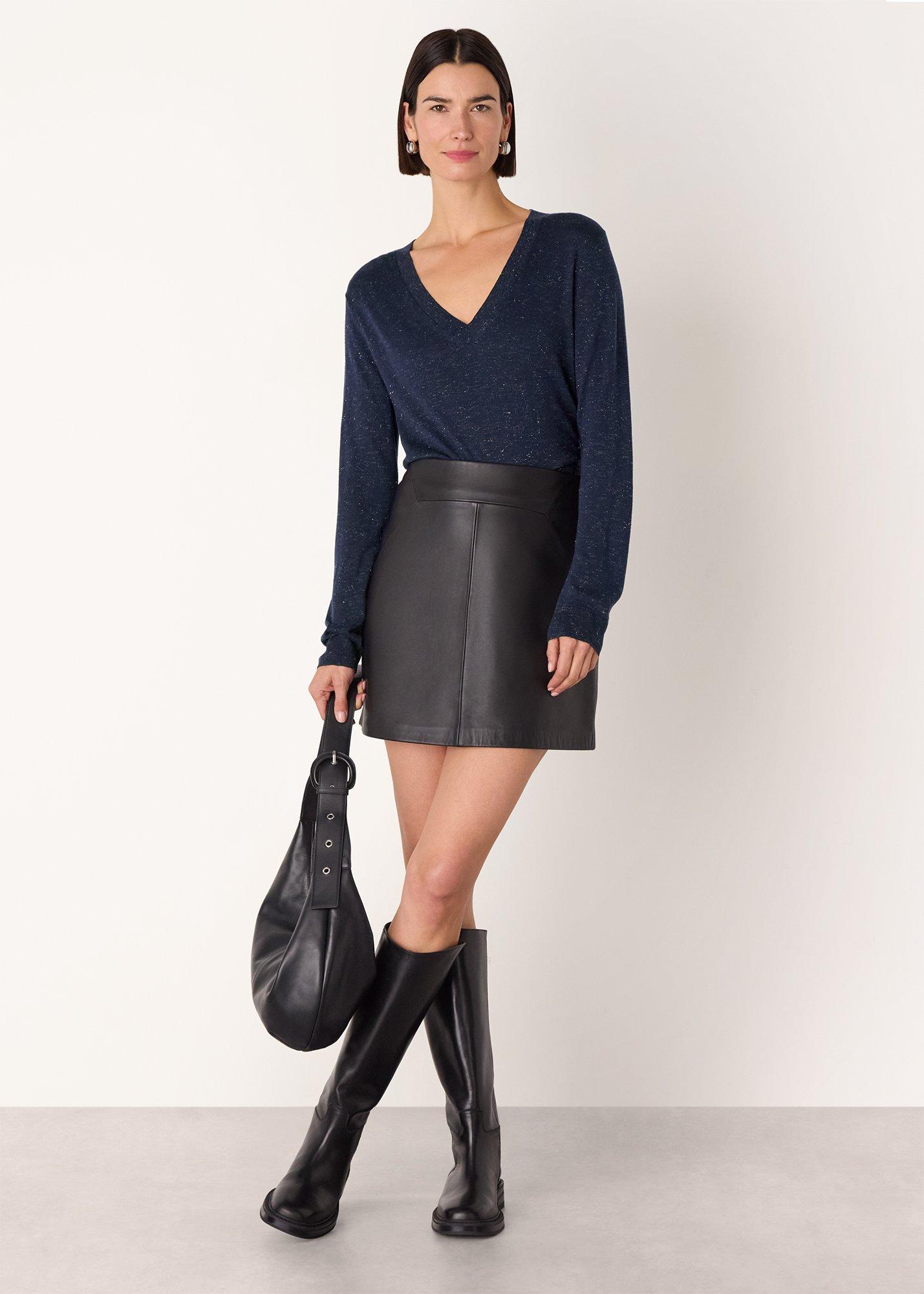 Navy Annie Sparkle V Neck Knit