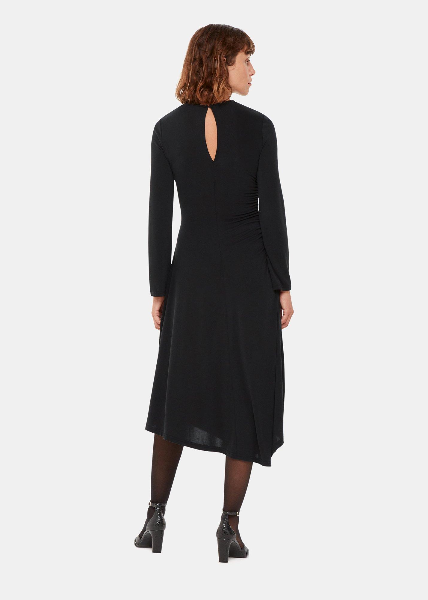 Black Asymmetric Jersey Midi Dress
