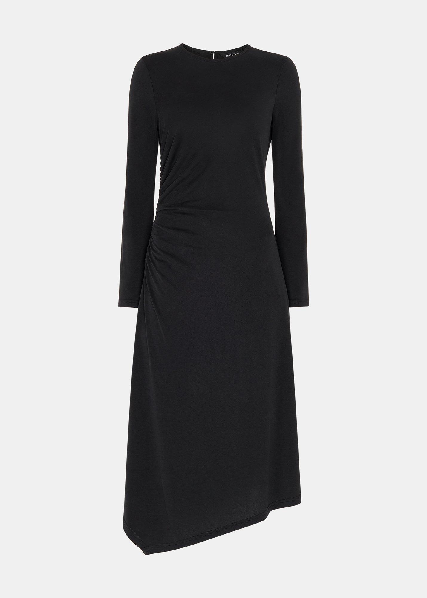 Asymmetric Jersey Midi Dress