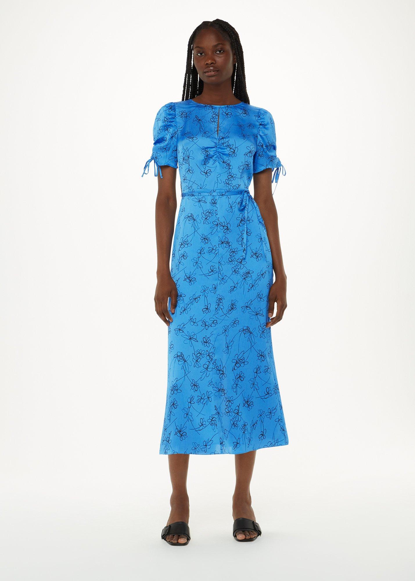 Blue Petite Aurelie Scribble Daisy Dress