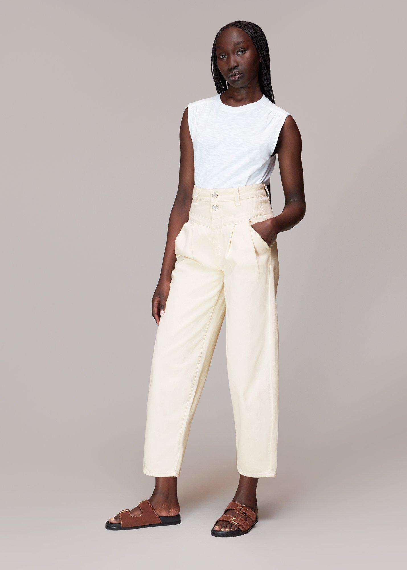 White Authentic India Pleat Jean