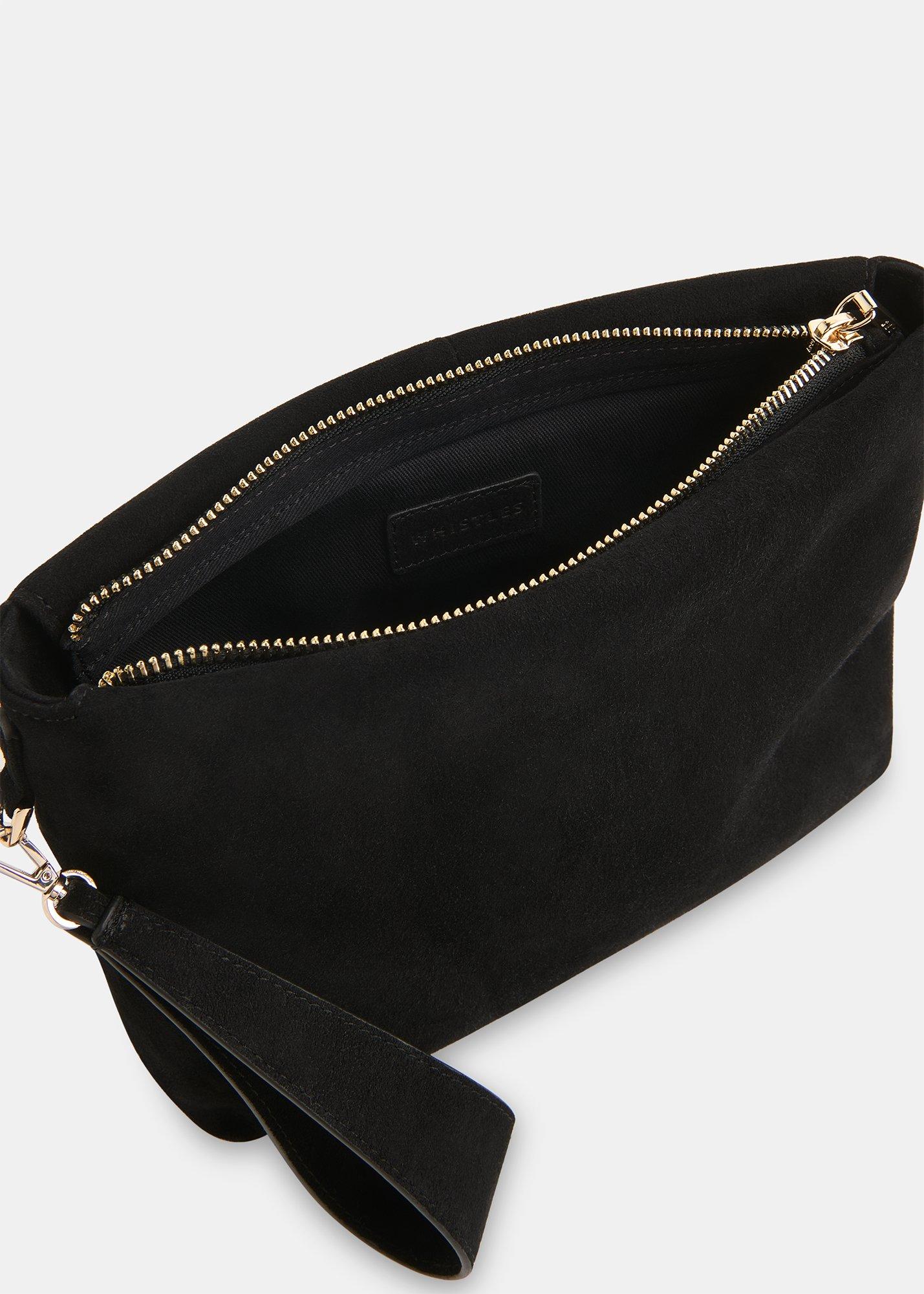 Avah Zip Top Suede Clutch