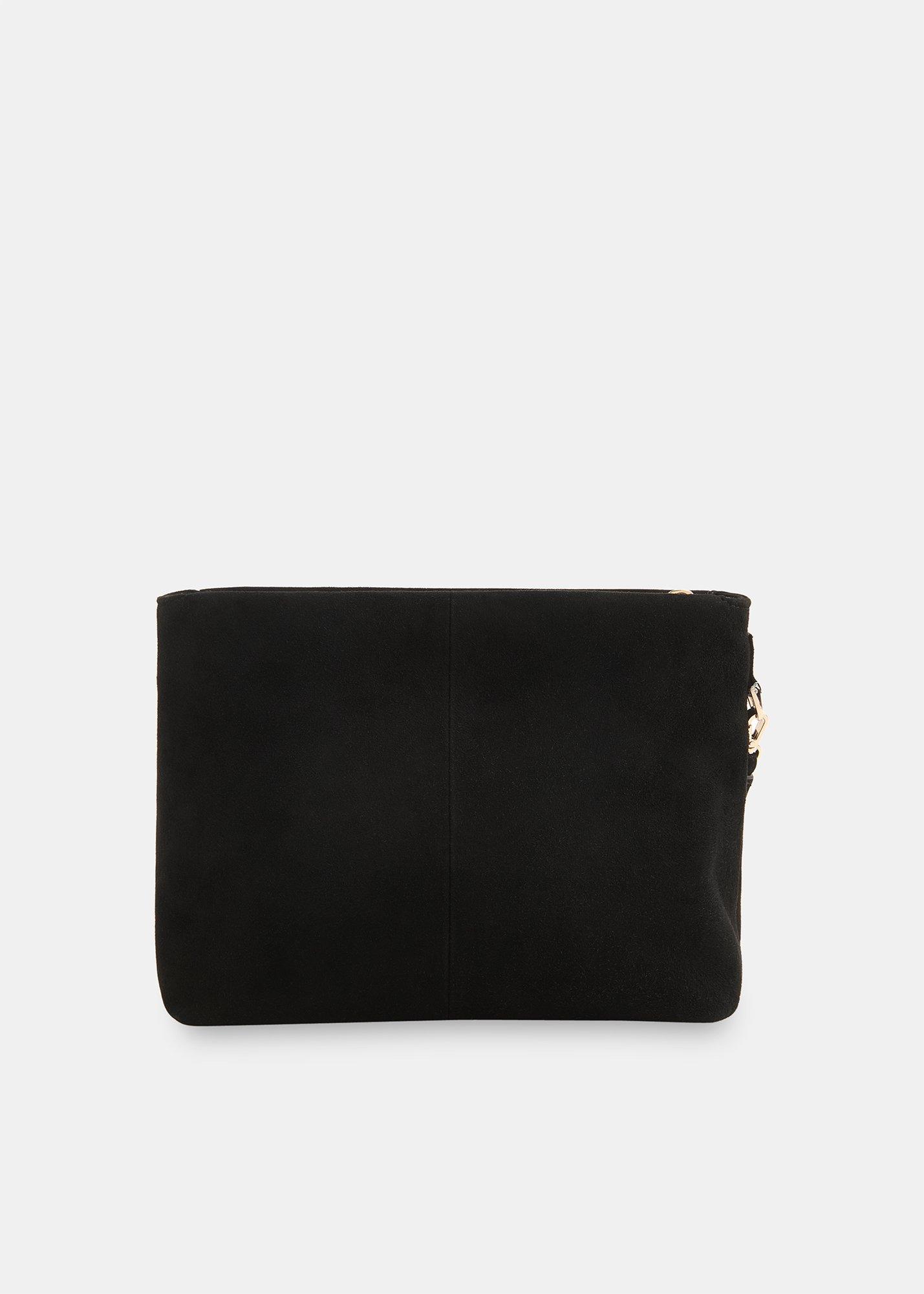 Avah Zip Top Suede Clutch
