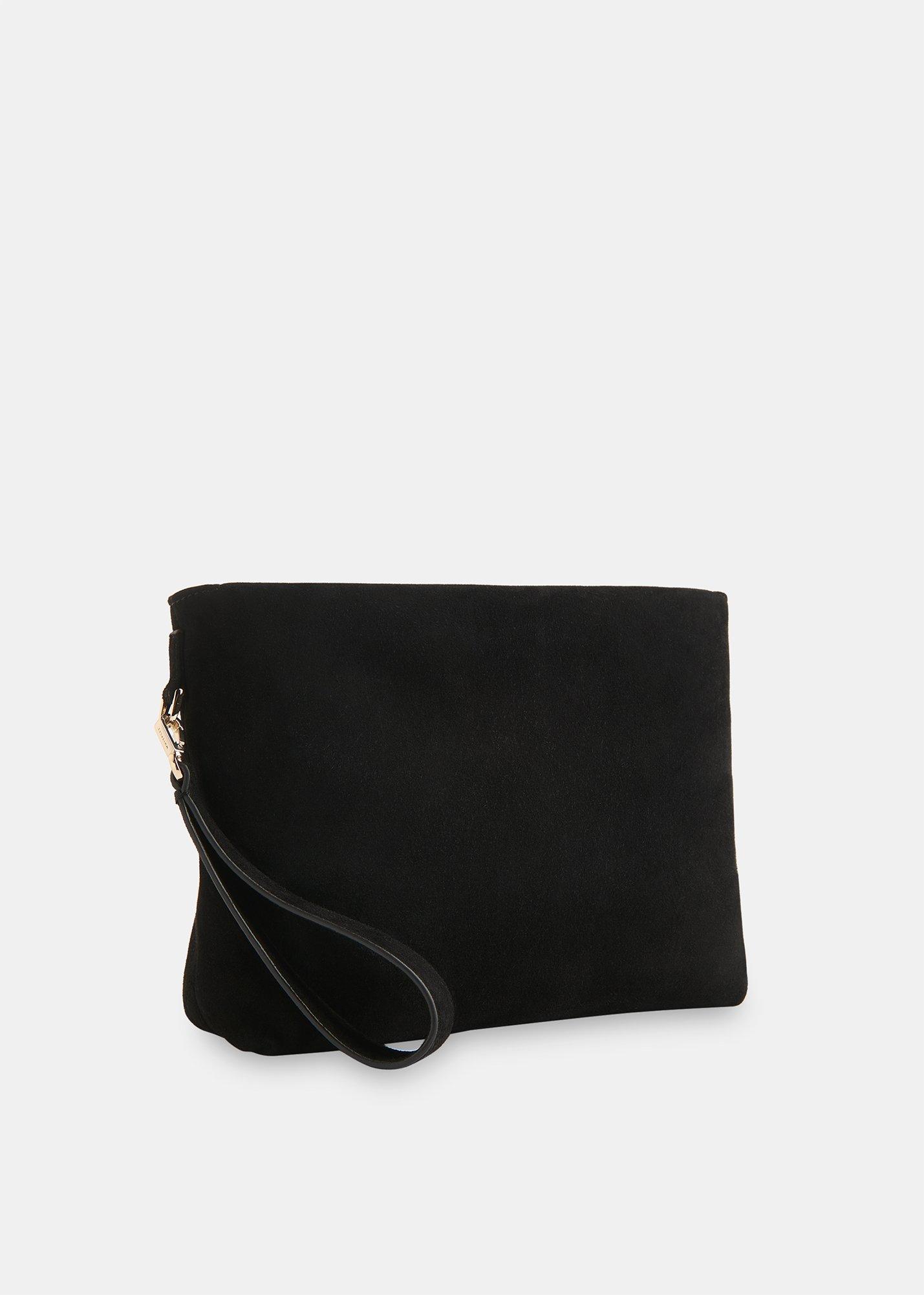 Avah Zip Top Suede Clutch