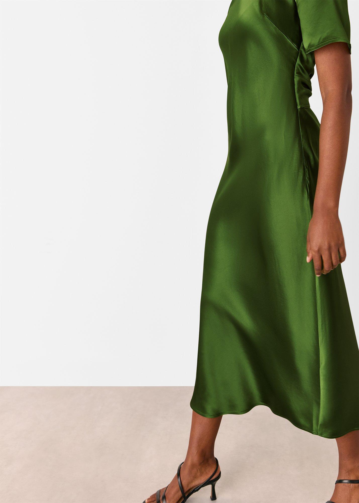 Green Avery Satin Twist Dress