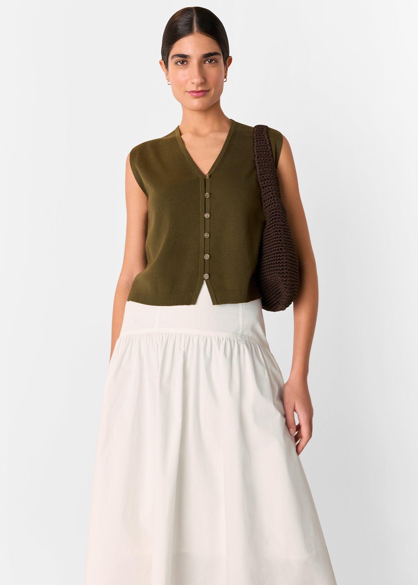 Khaki Bailey Button Through Tank
