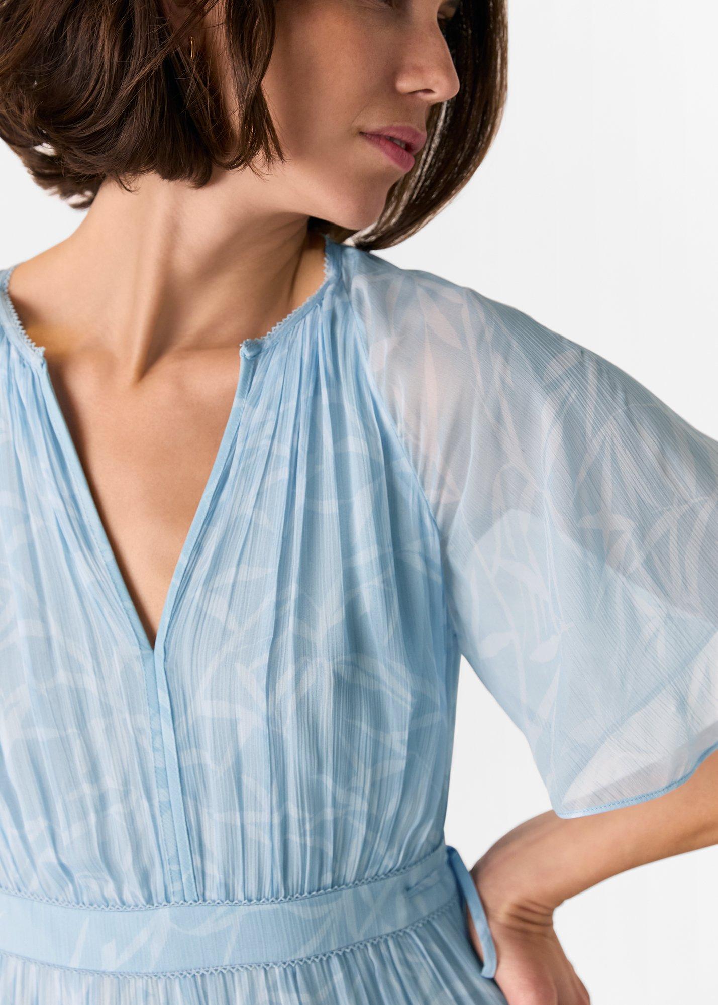 Petite Bamboo Leaves Gathered Dress