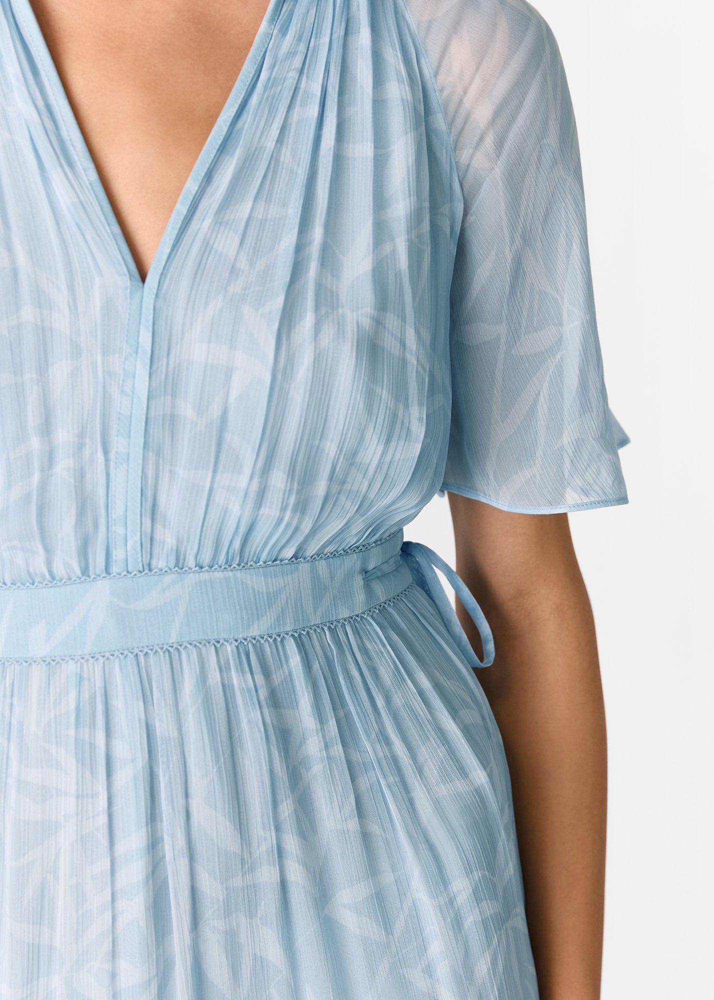 Petite Bamboo Leaves Gathered Dress