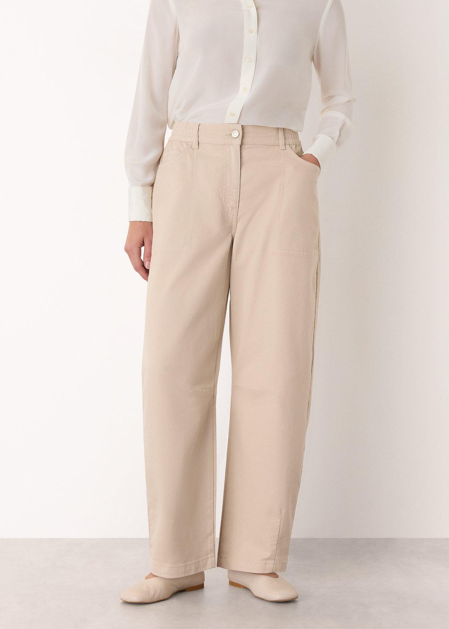 Neutral Casual Cotton Barrel Trouser
