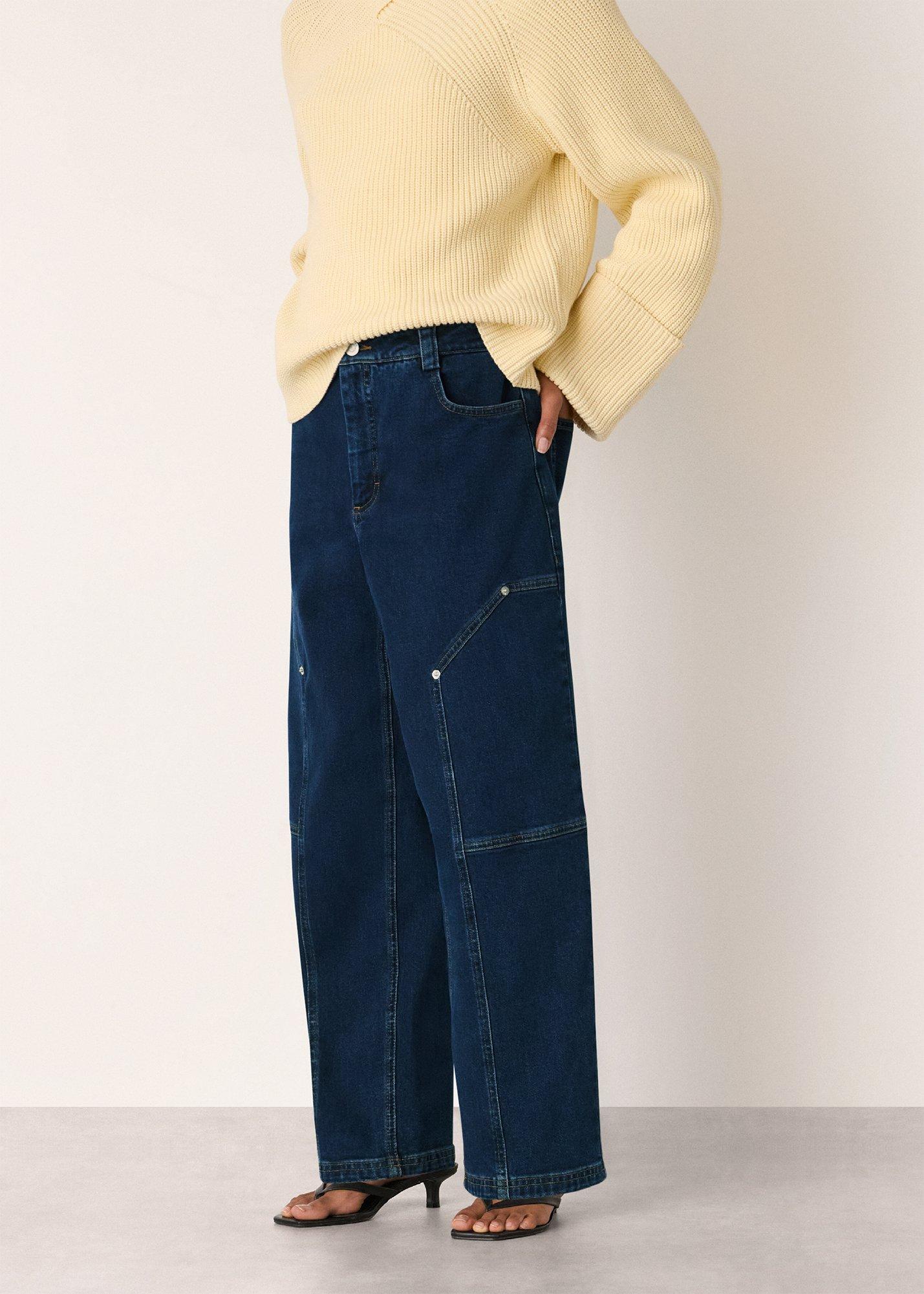 Dark Denim Barrel Mid Rise Trouser