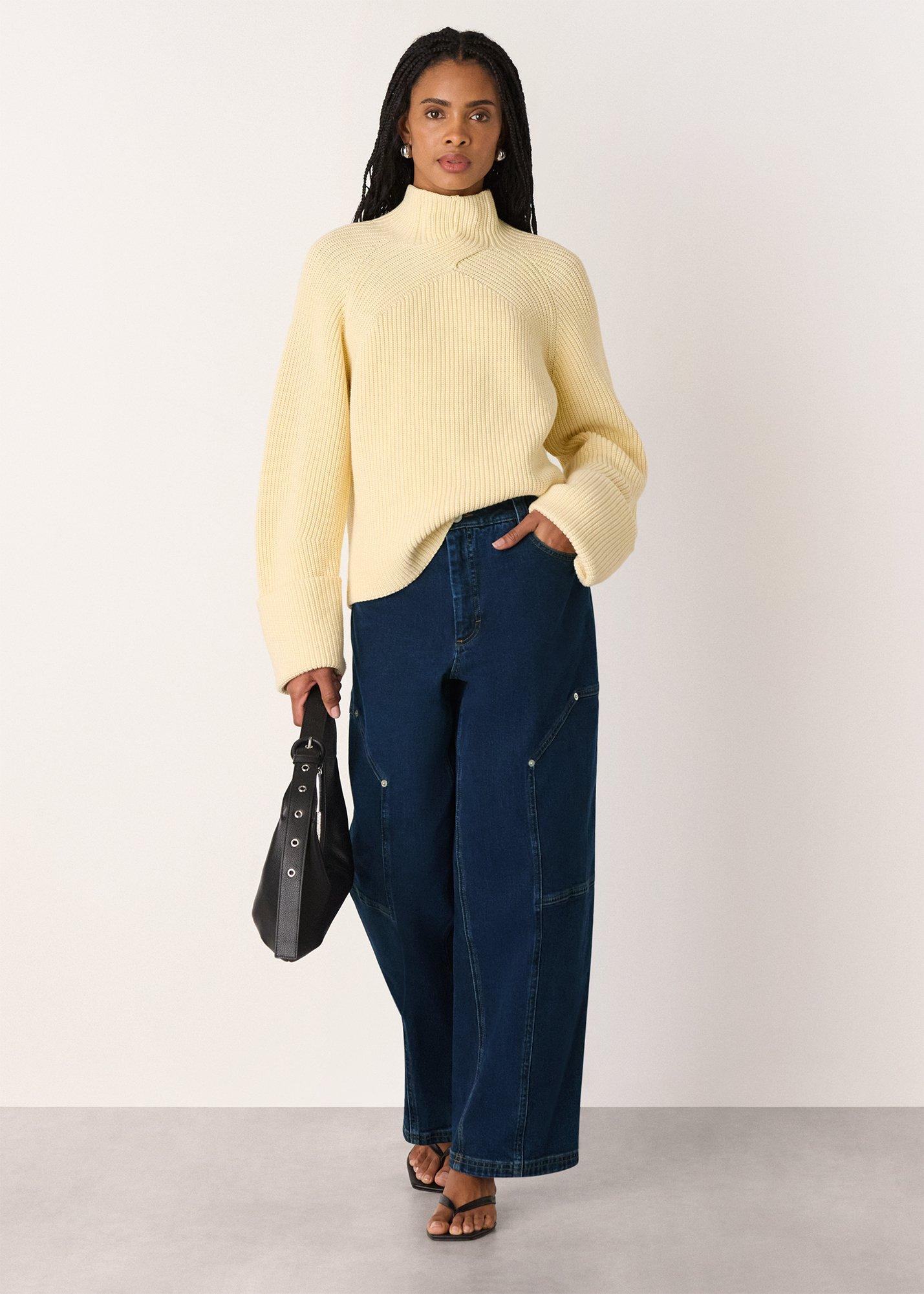 Dark Denim Barrel Mid Rise Trouser