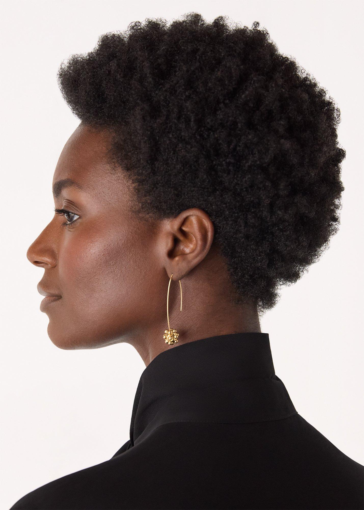 Gold Bead Cluster Wire Earring