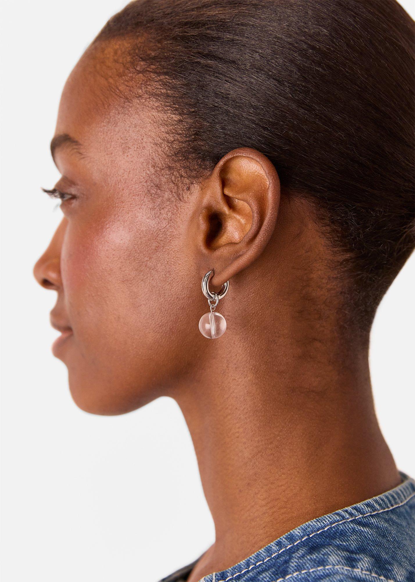 Silver Bead Drop Earring