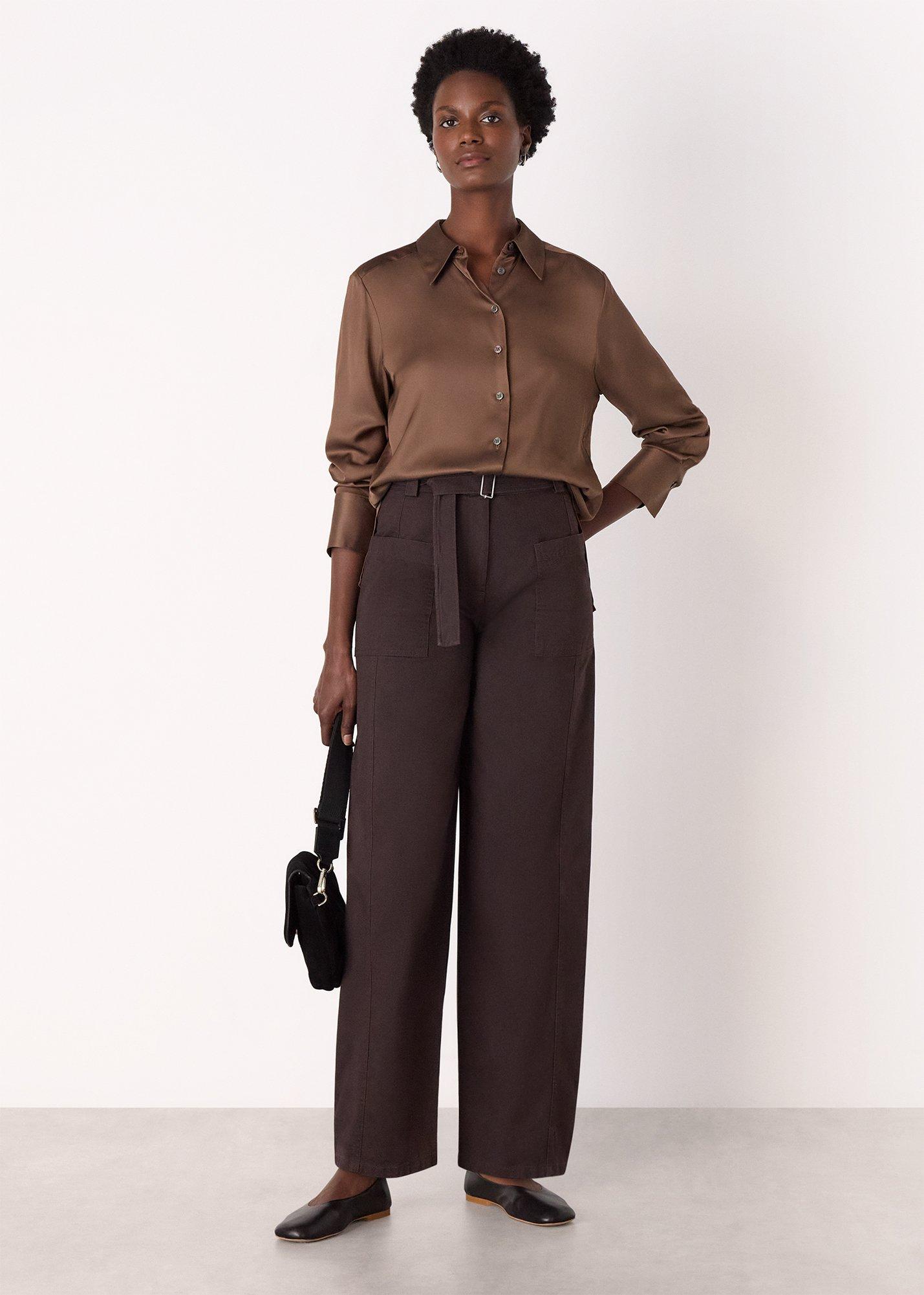 Belted Cotton Barrel Trouser