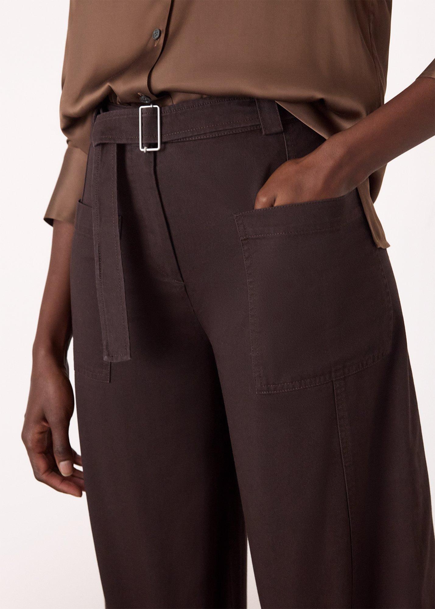 Belted Cotton Barrel Trouser
