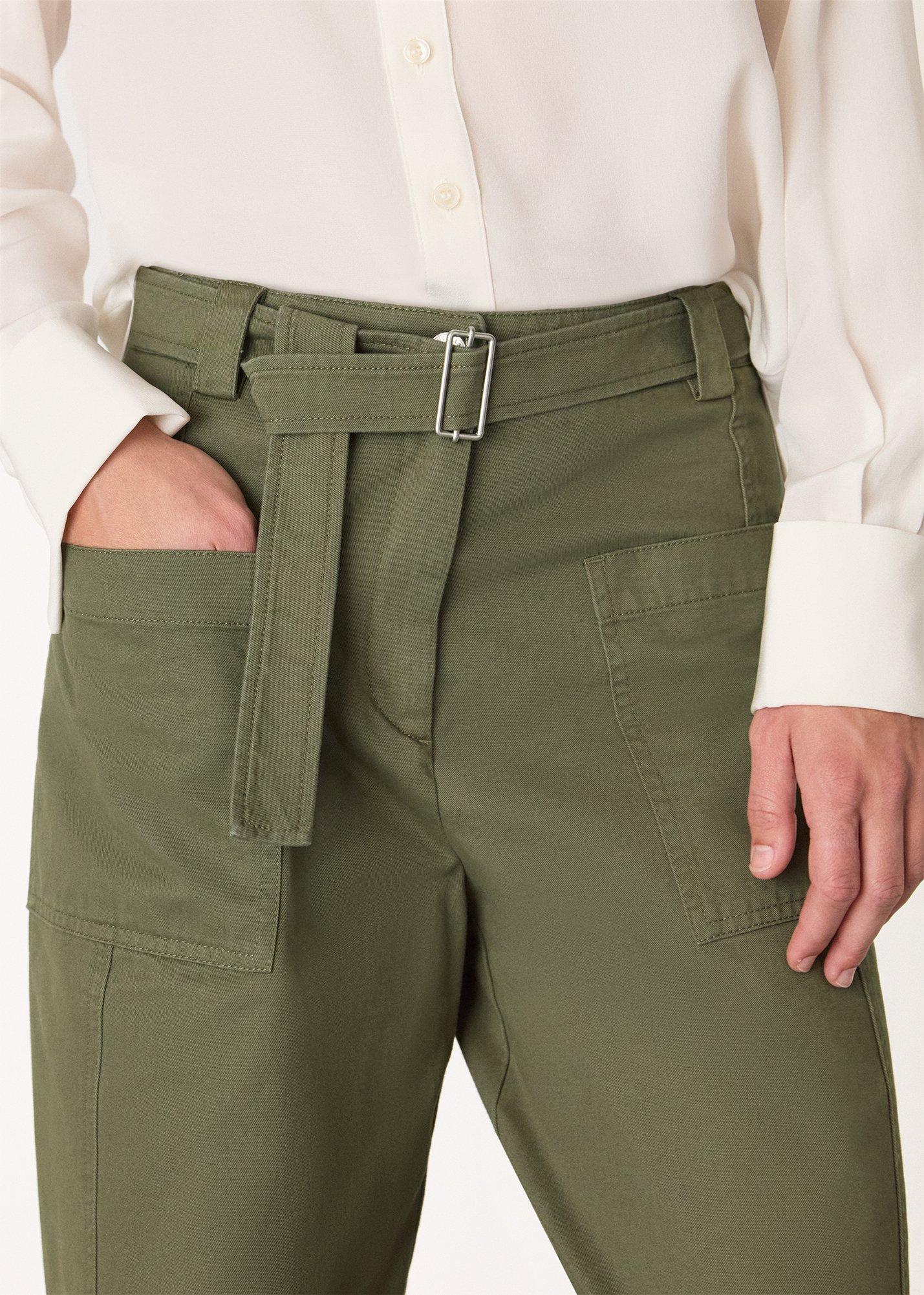 Belted Cotton Barrel Trouser