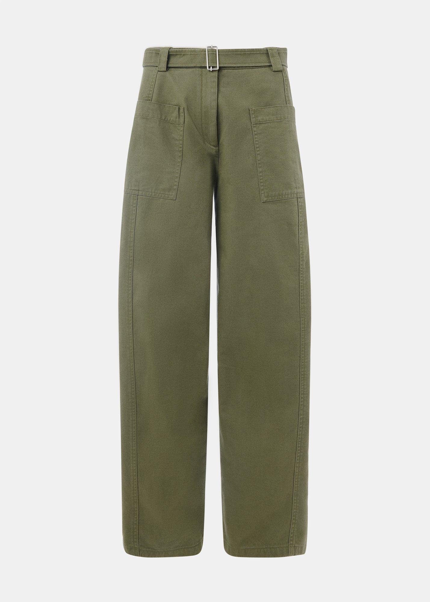 Belted Cotton Barrel Trouser