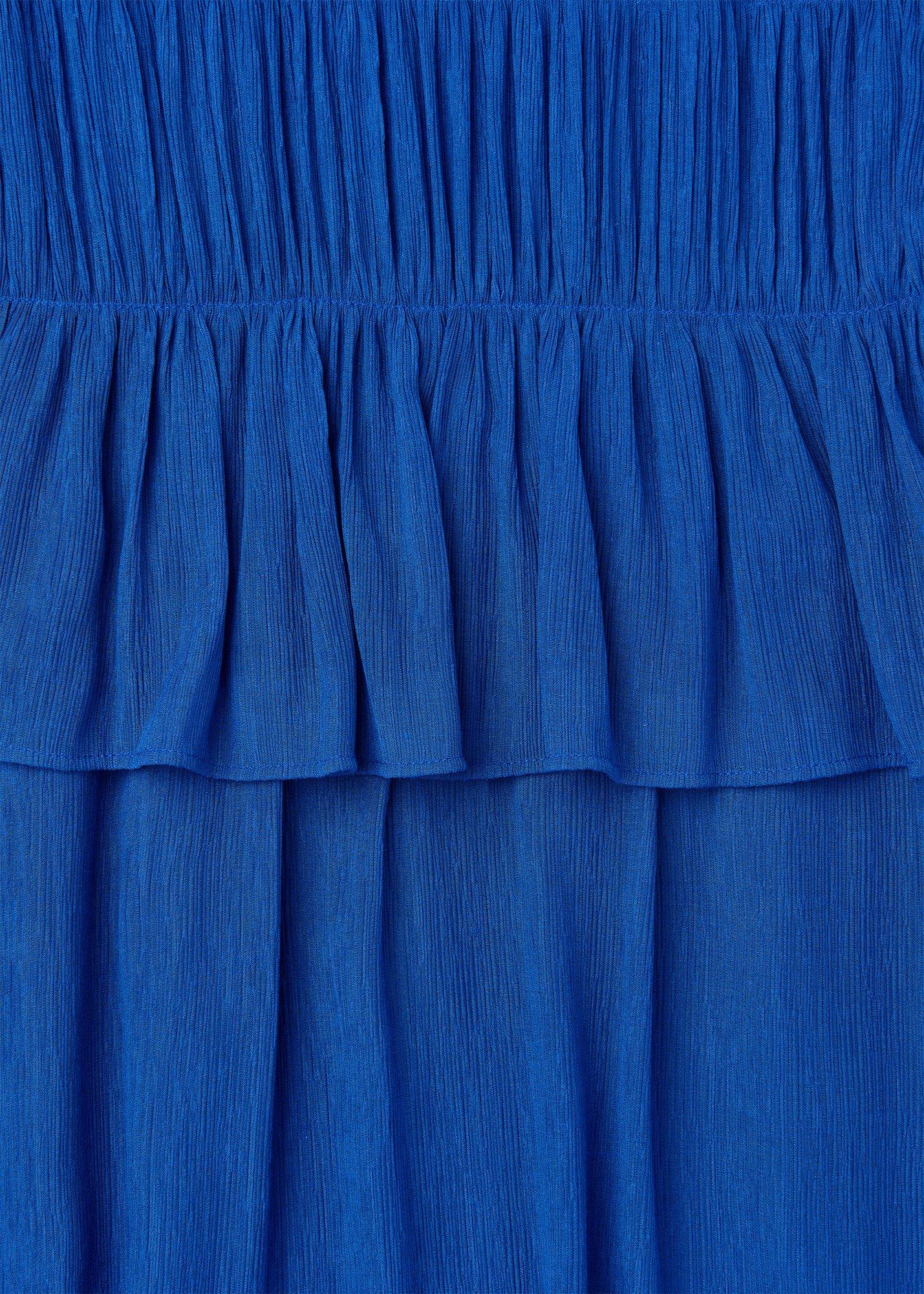 Shirred V Neck Midi Dress