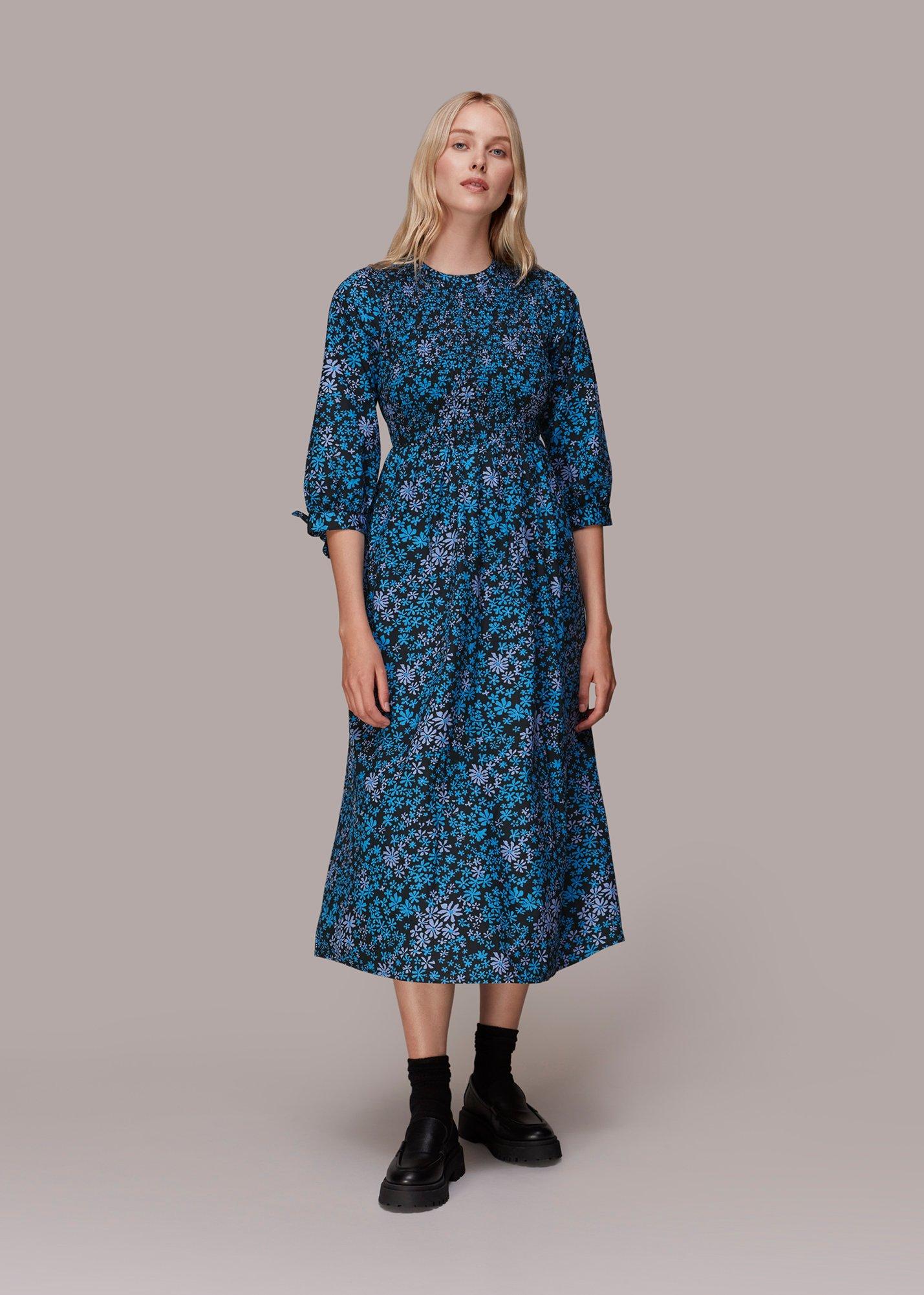 Boho Floral Shirred Dress