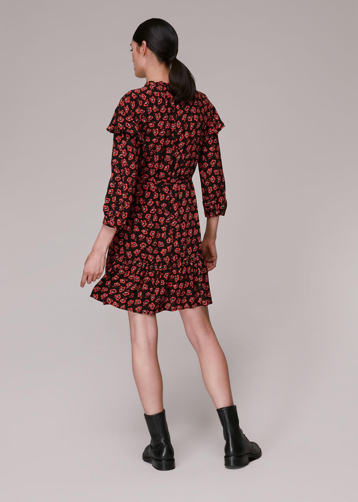 Red Botanical Garden Print Dress