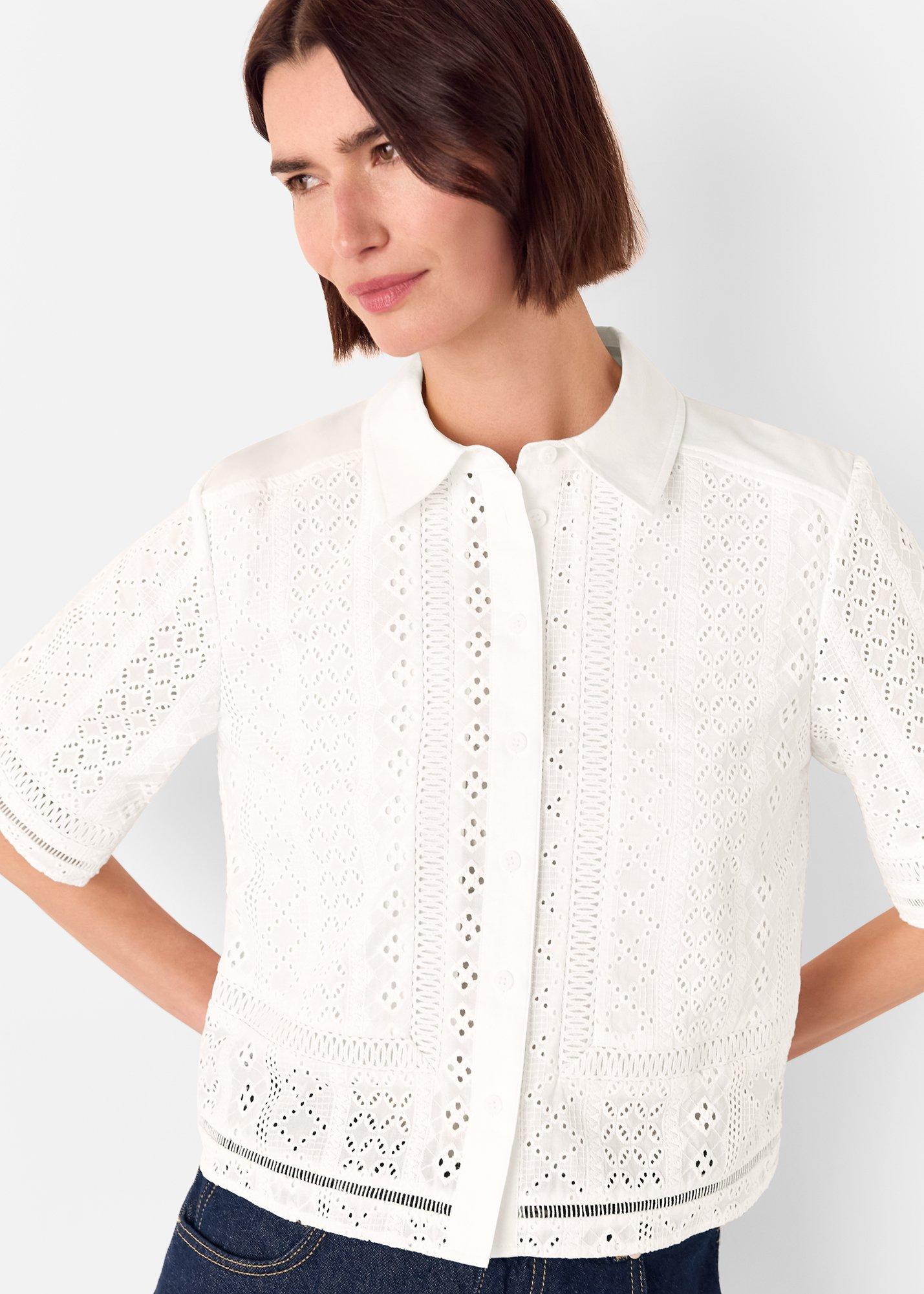 White Broderie Cotton Shirt