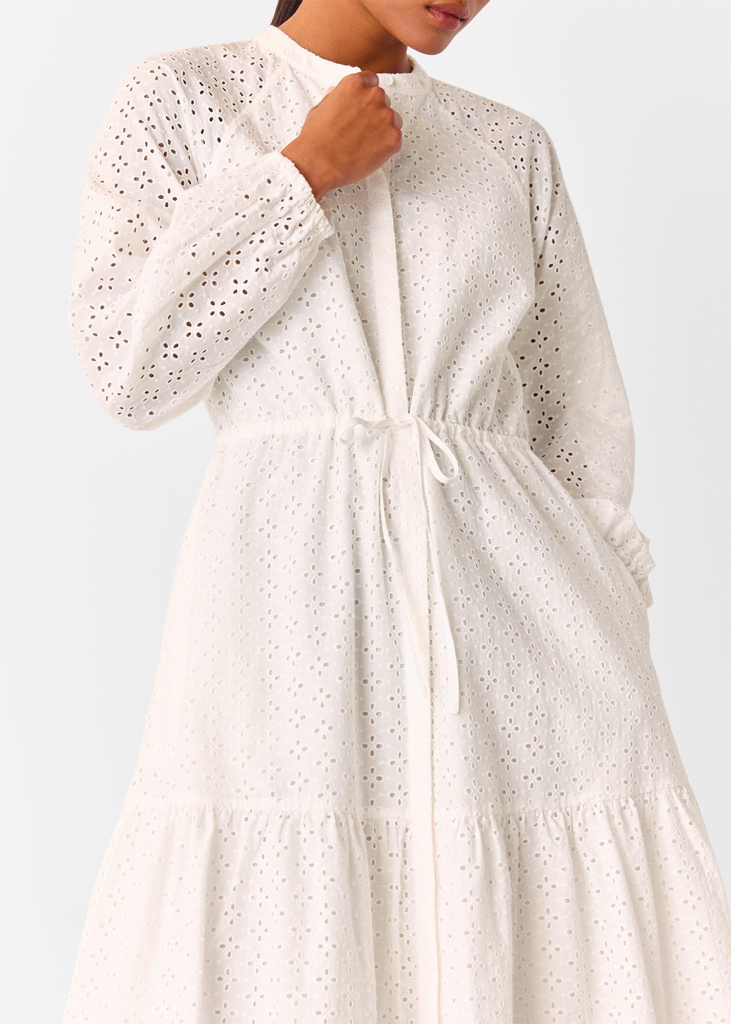 White Broderie Midi Dress