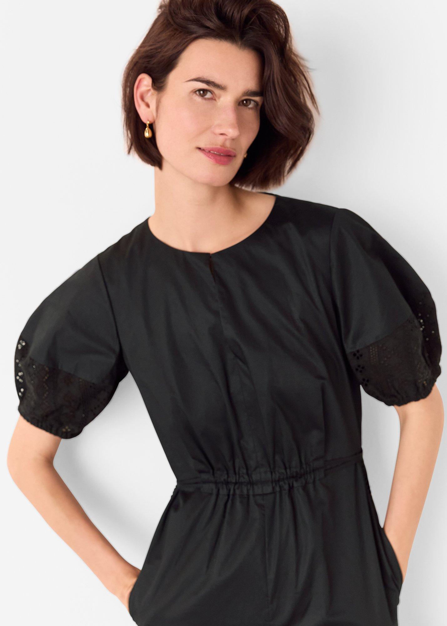 Black Broderie Poplin Jumpsuit