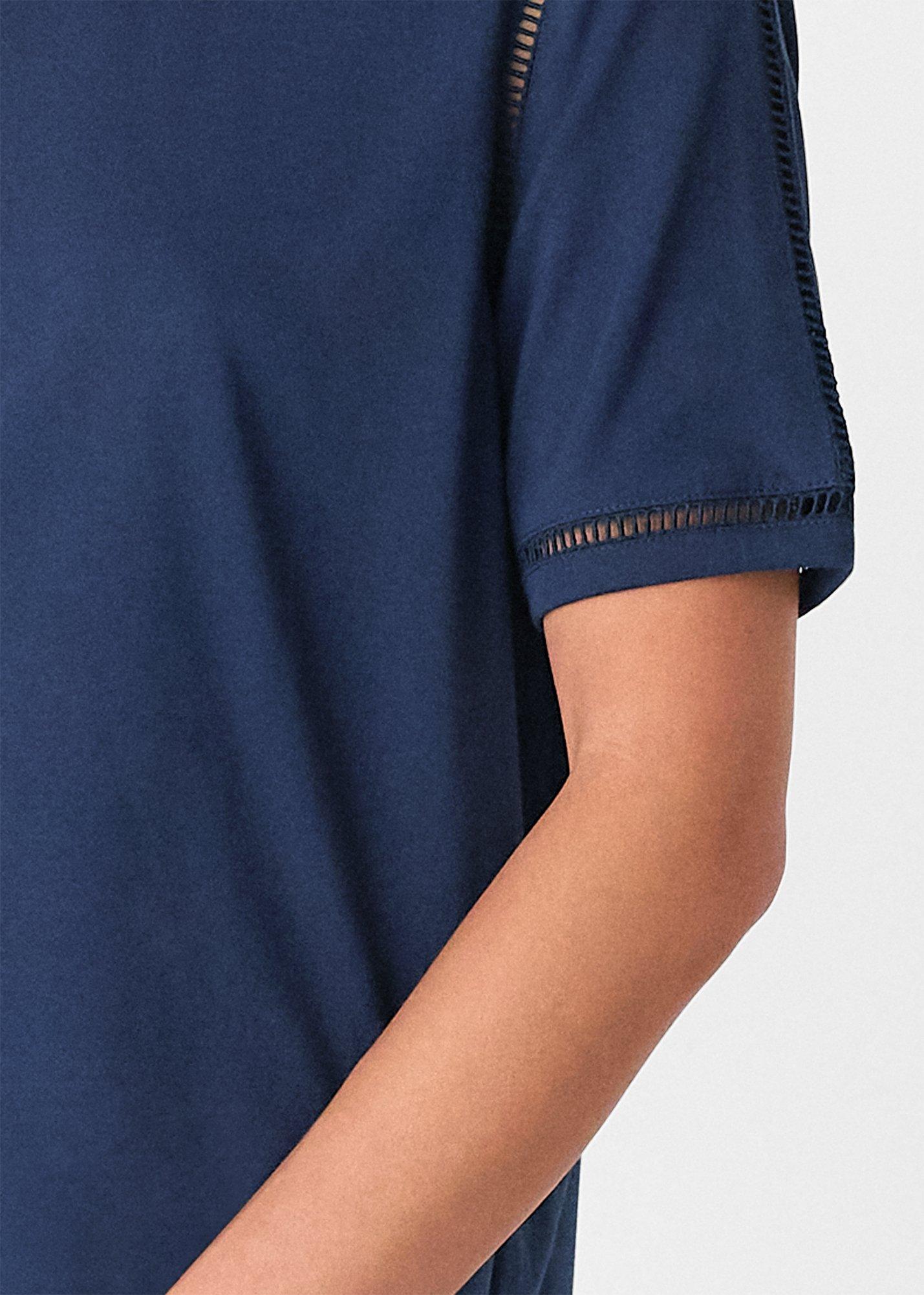 Navy Broderie Trim Detail Tee