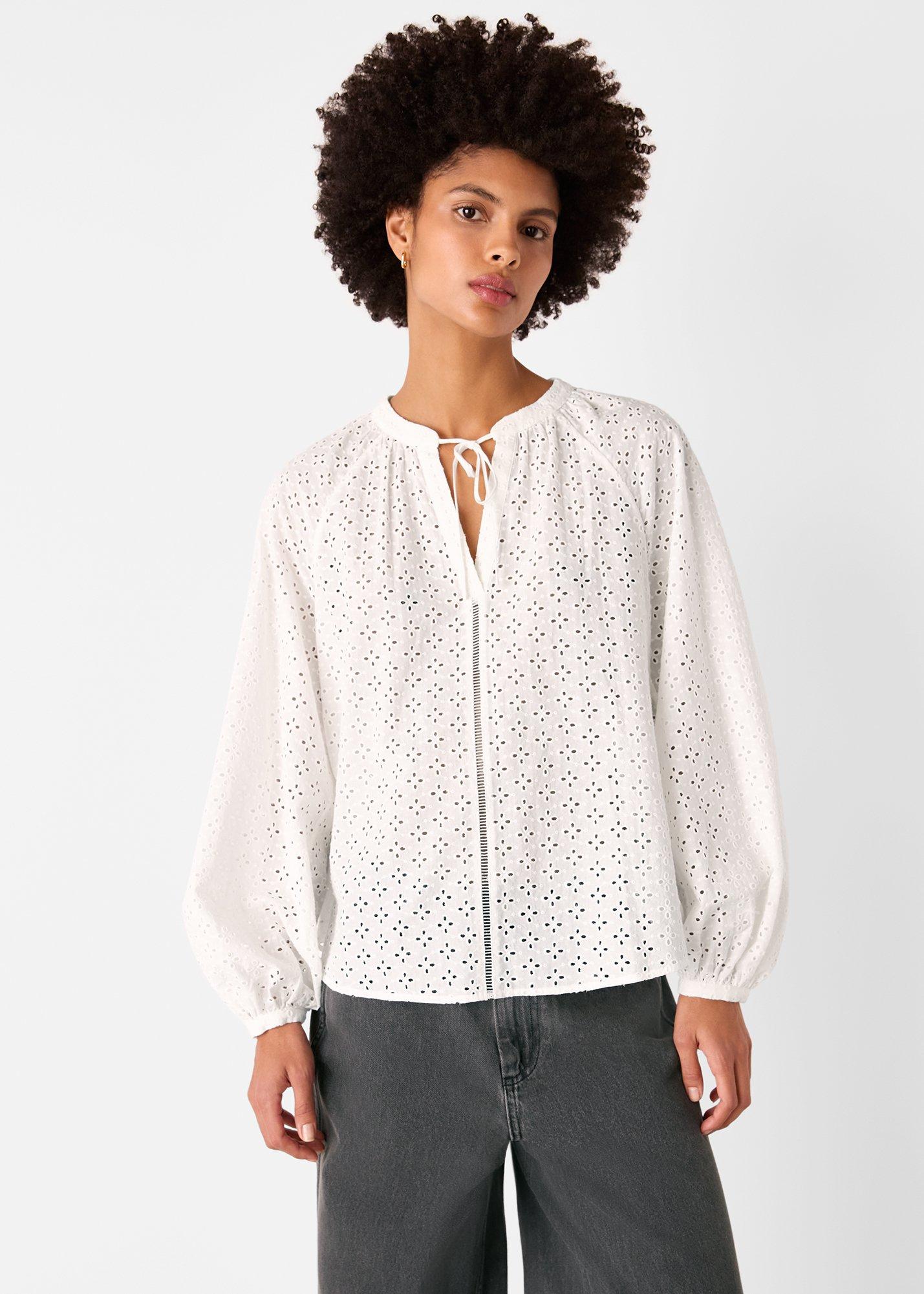 Broderie V Neck Blouse
