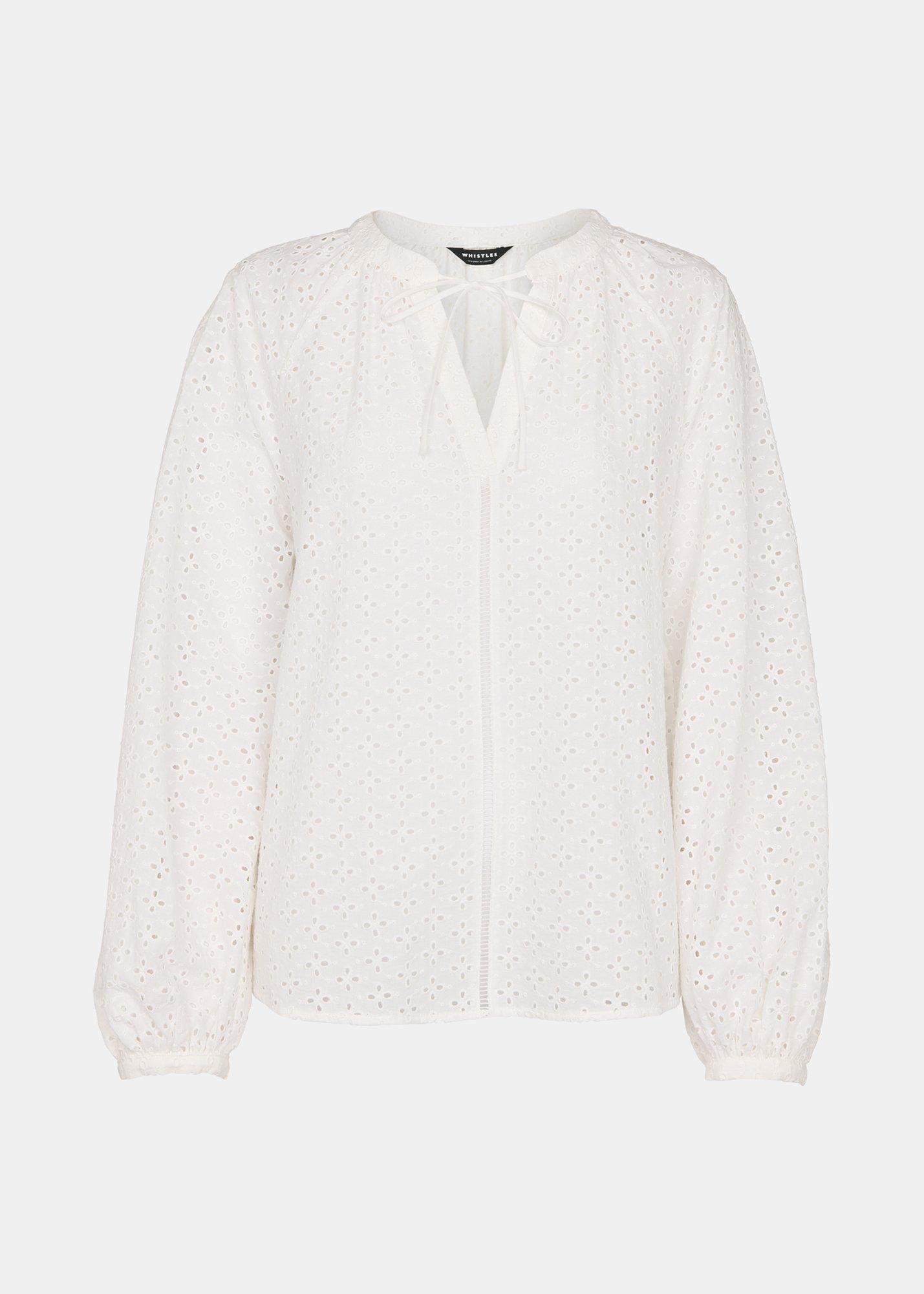 Broderie V Neck Blouse
