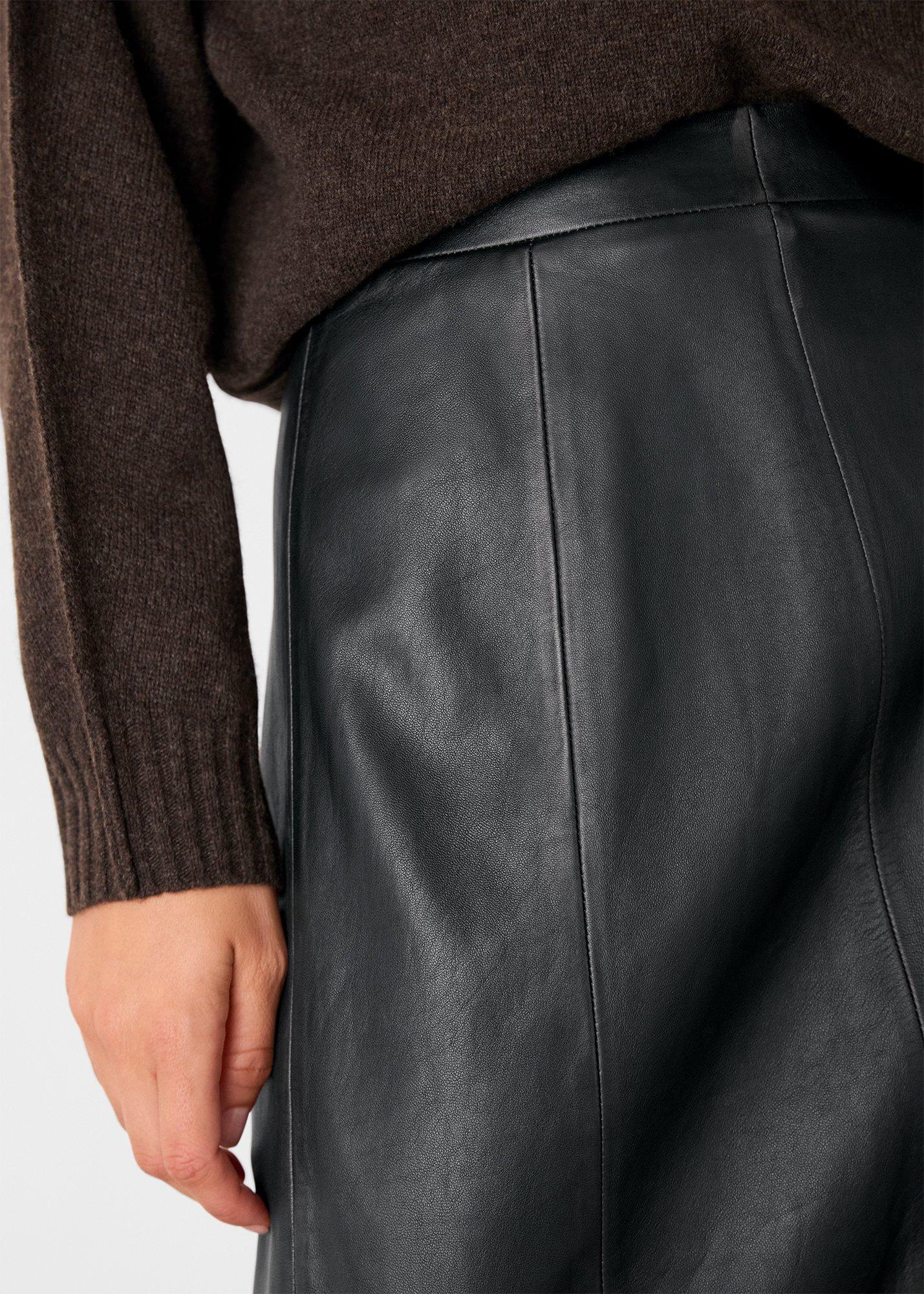 Burnished Leather Midi Skirt