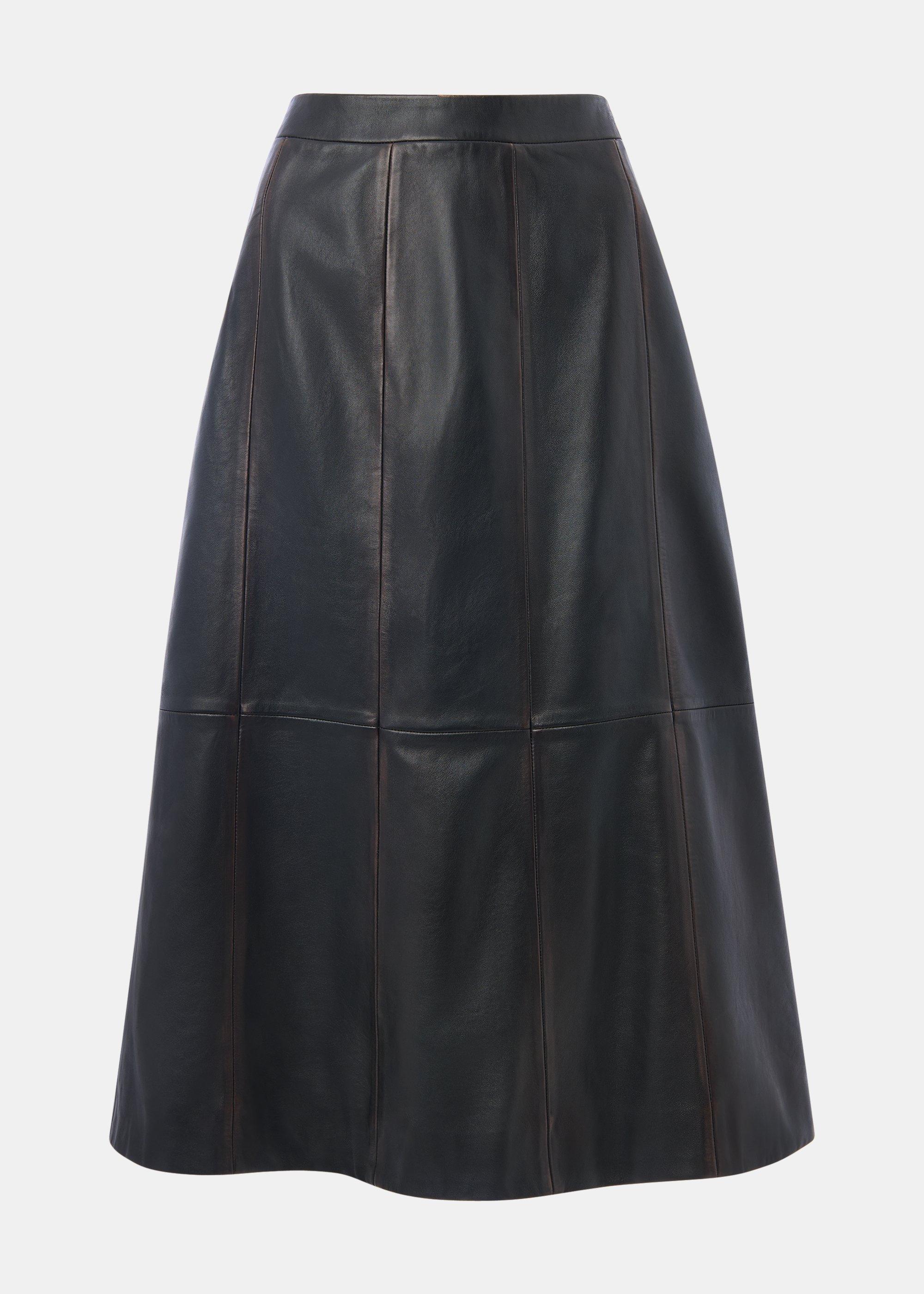 Burnished Leather Midi Skirt