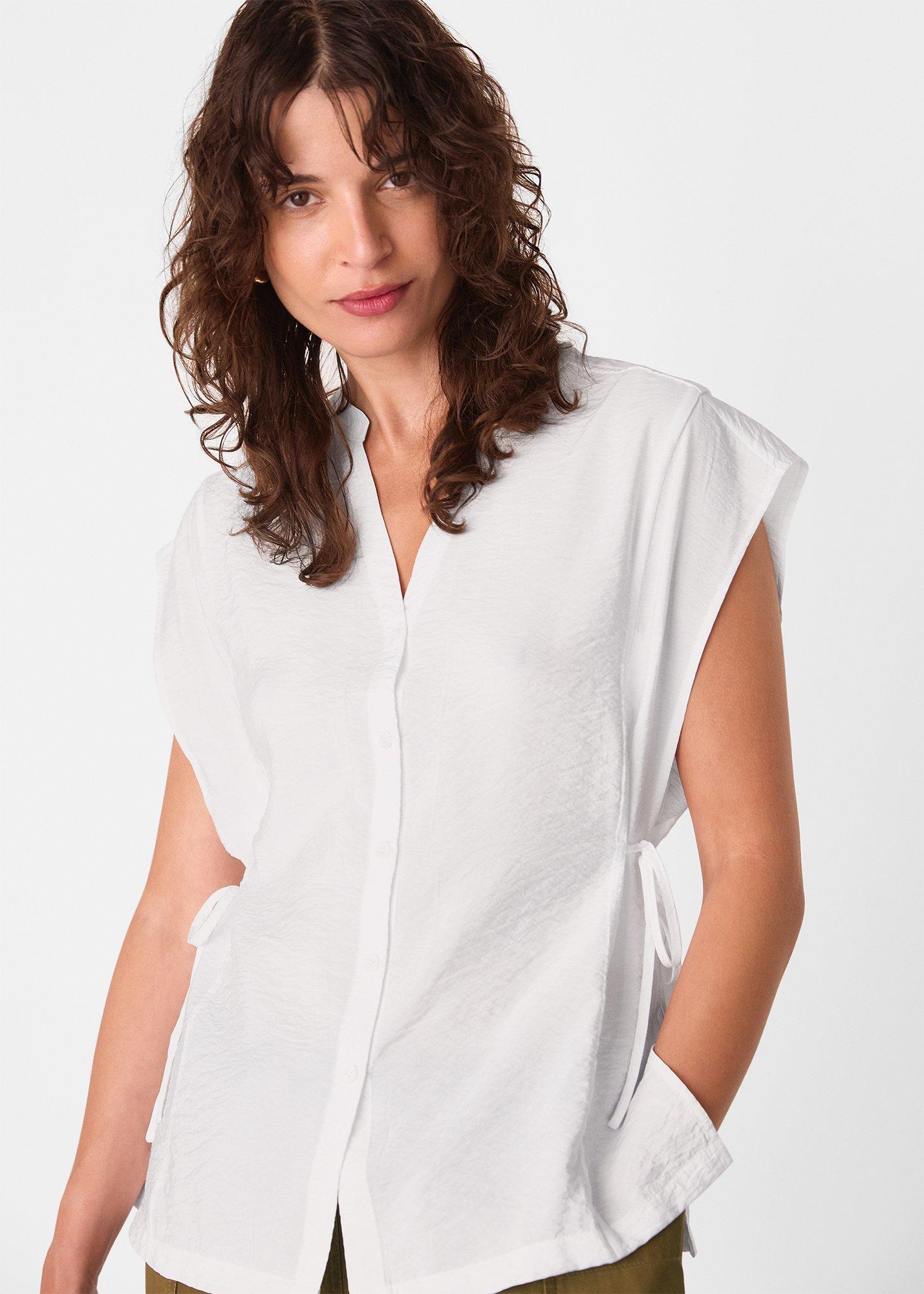 White Button Down Tie Side Shirt