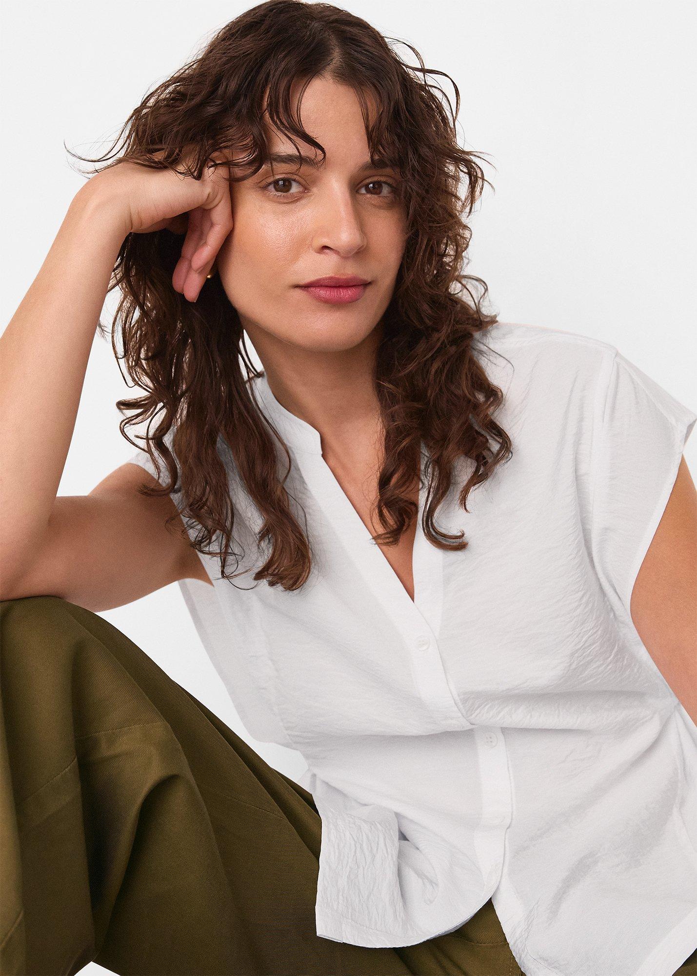 White Button Down Tie Side Shirt