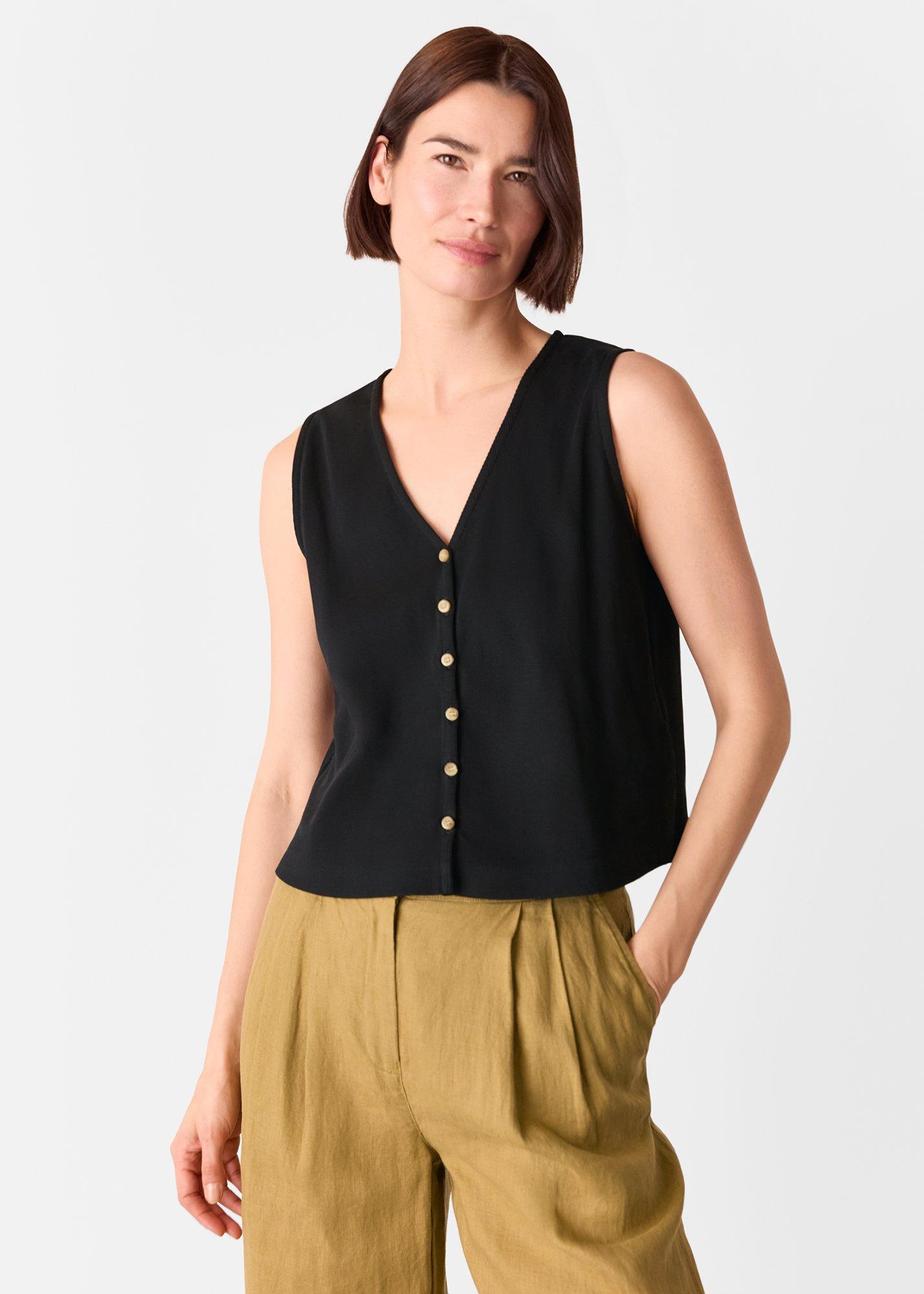 Black Button Rib Tank