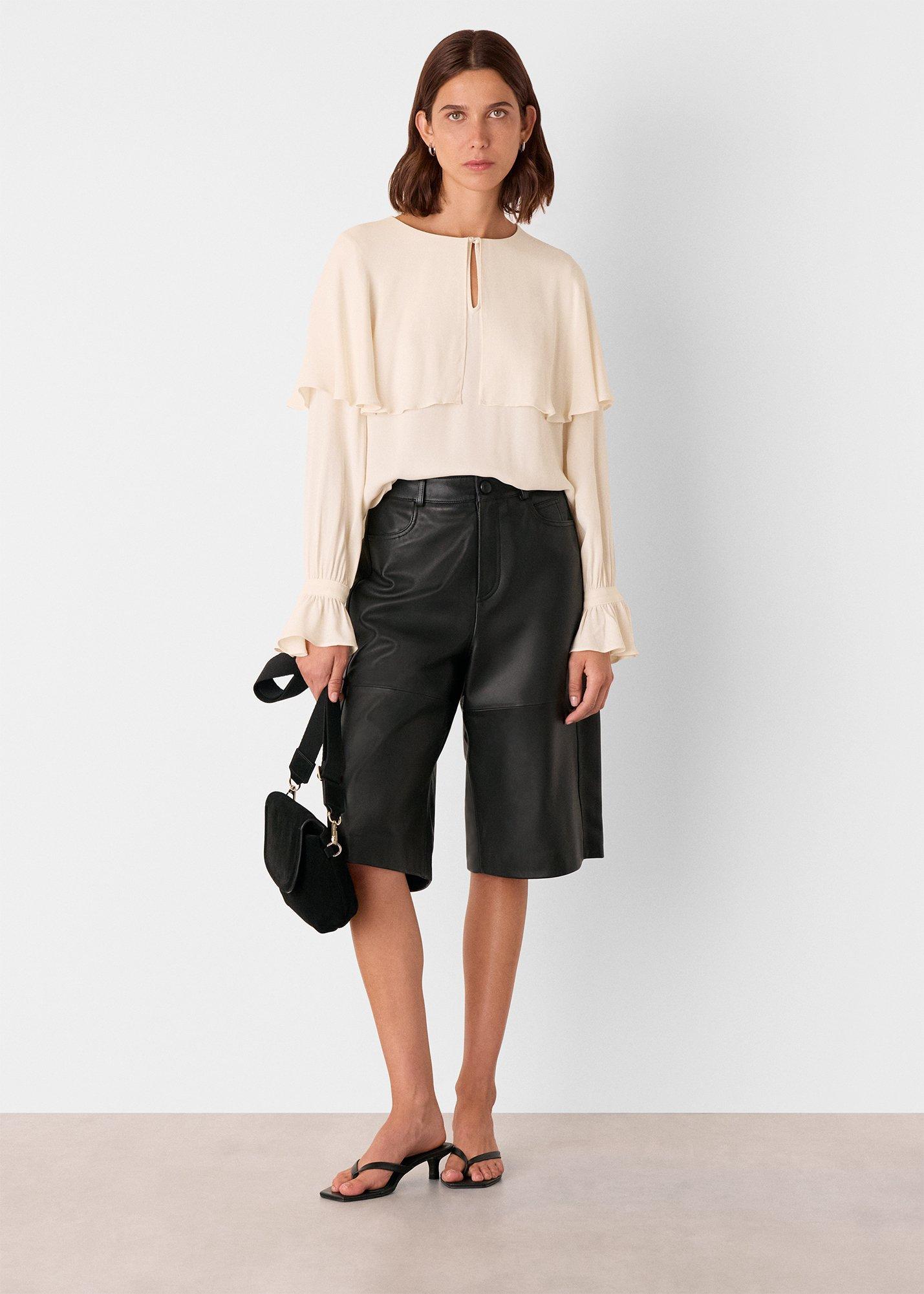 Ivory Cape Detail Crepe Blouse