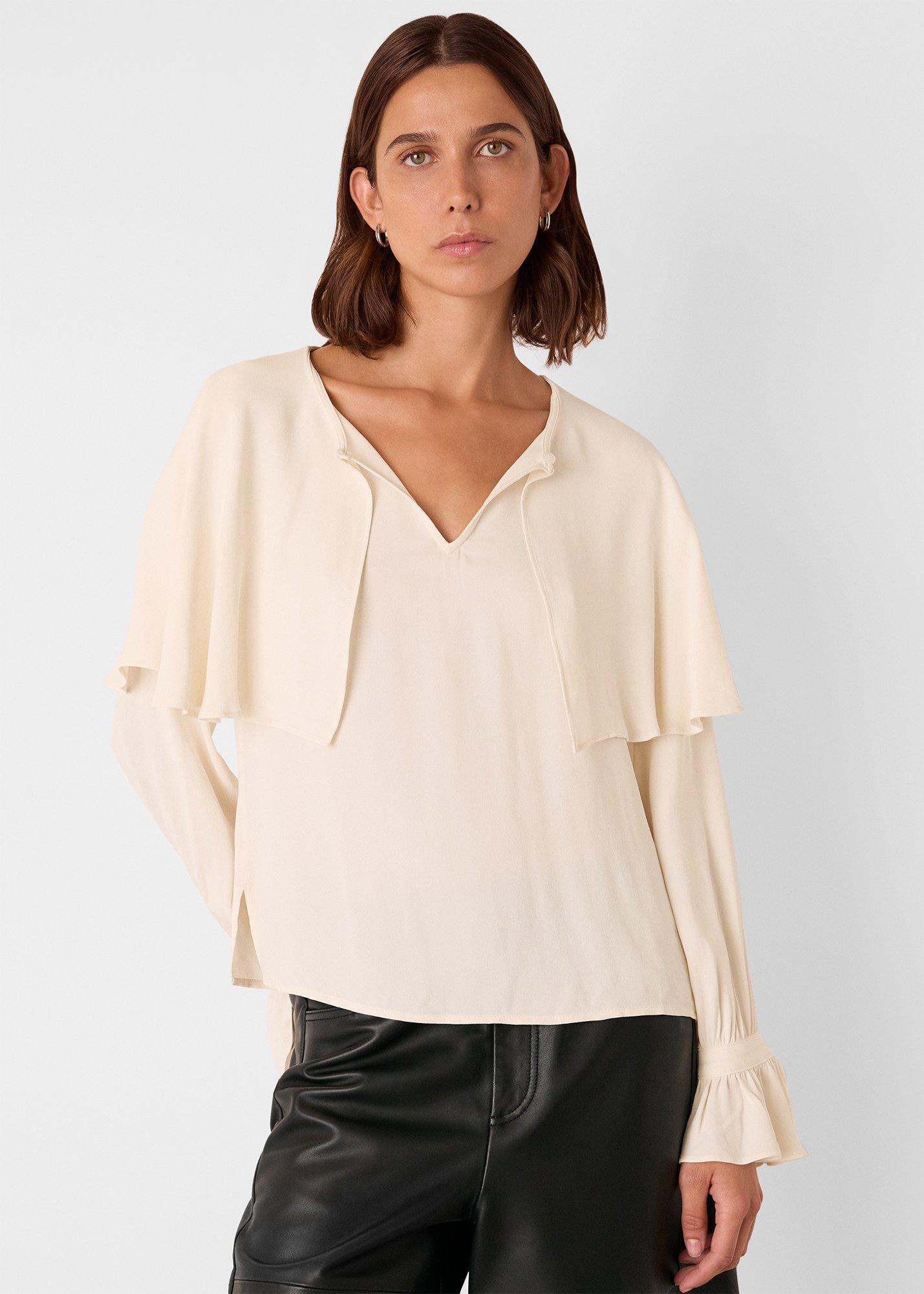 Cape Detail Crepe Blouse