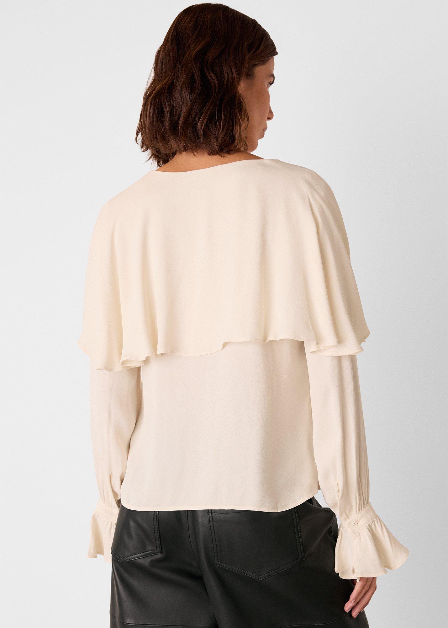 Cape Detail Crepe Blouse