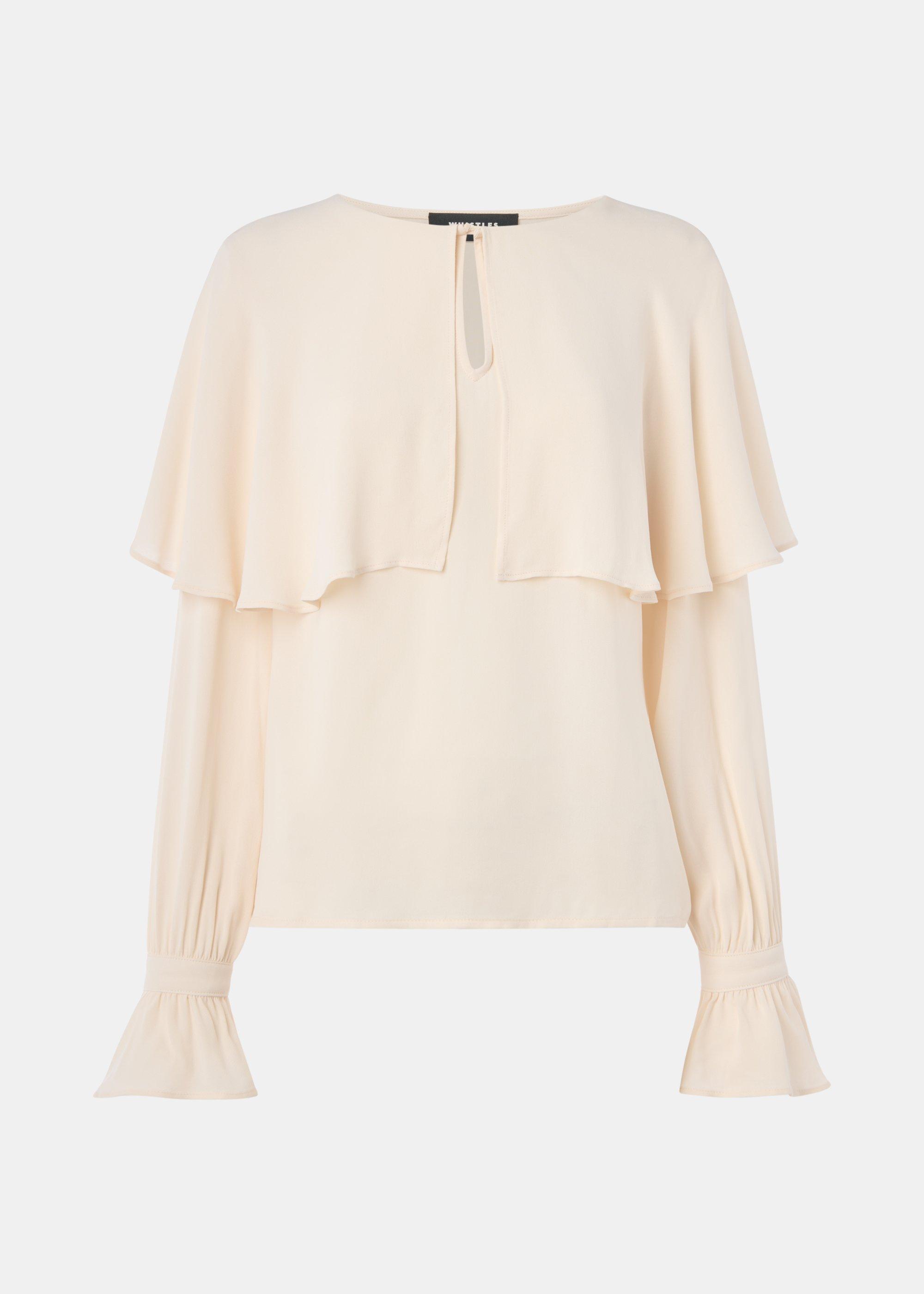 Cape Detail Crepe Blouse