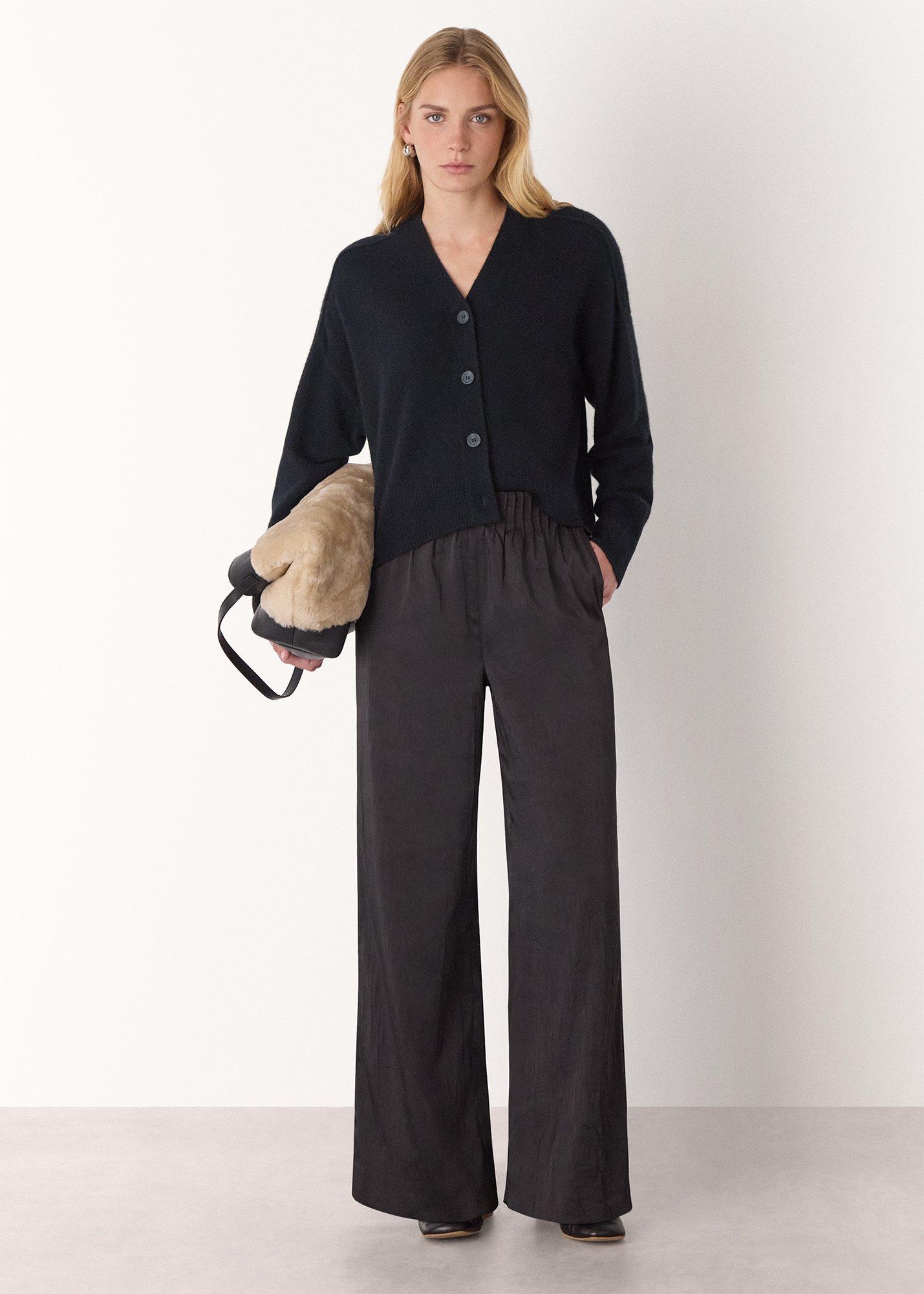 Black Cashmere Button Cardigan