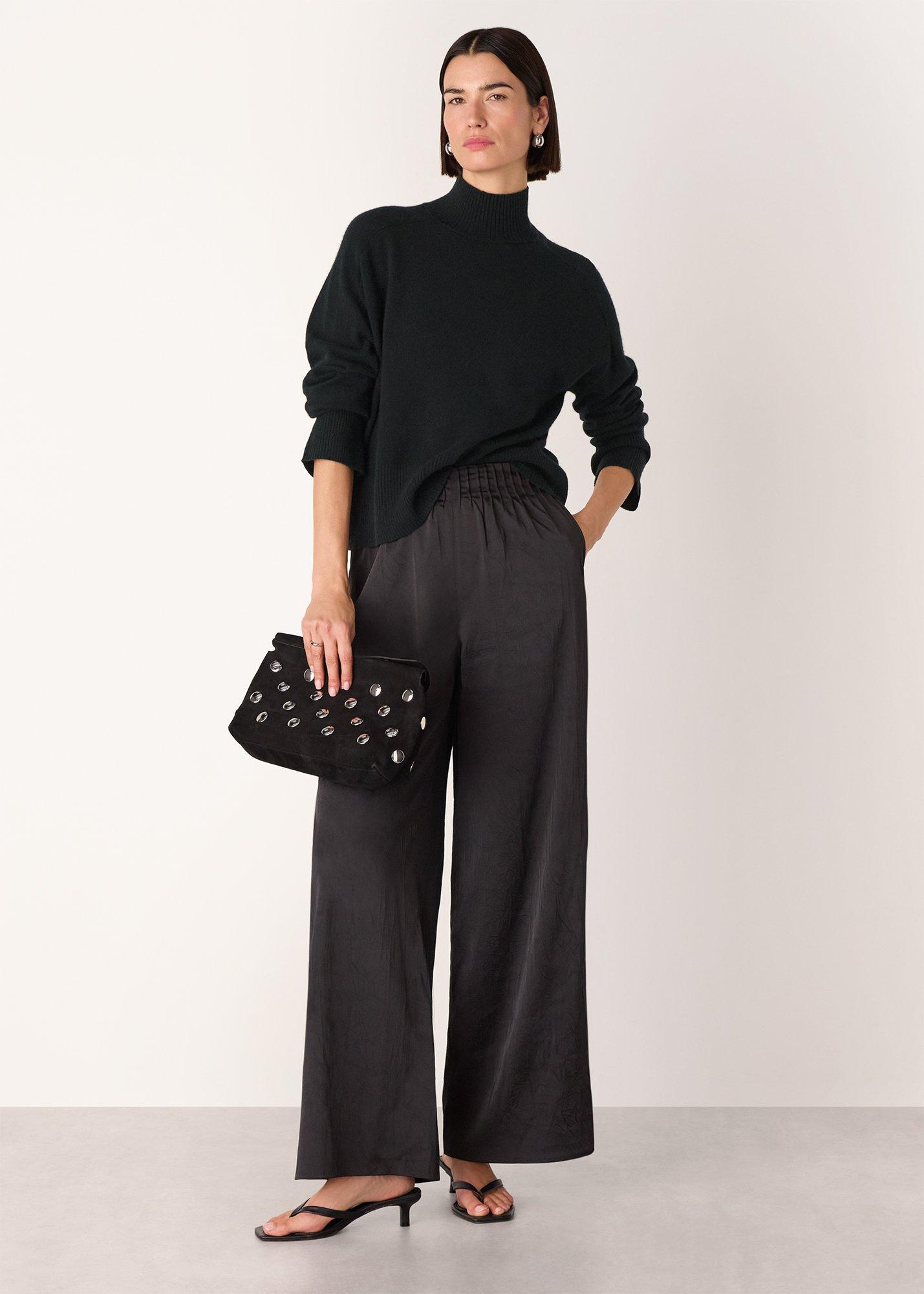 Black Cashmere Funnel Neck