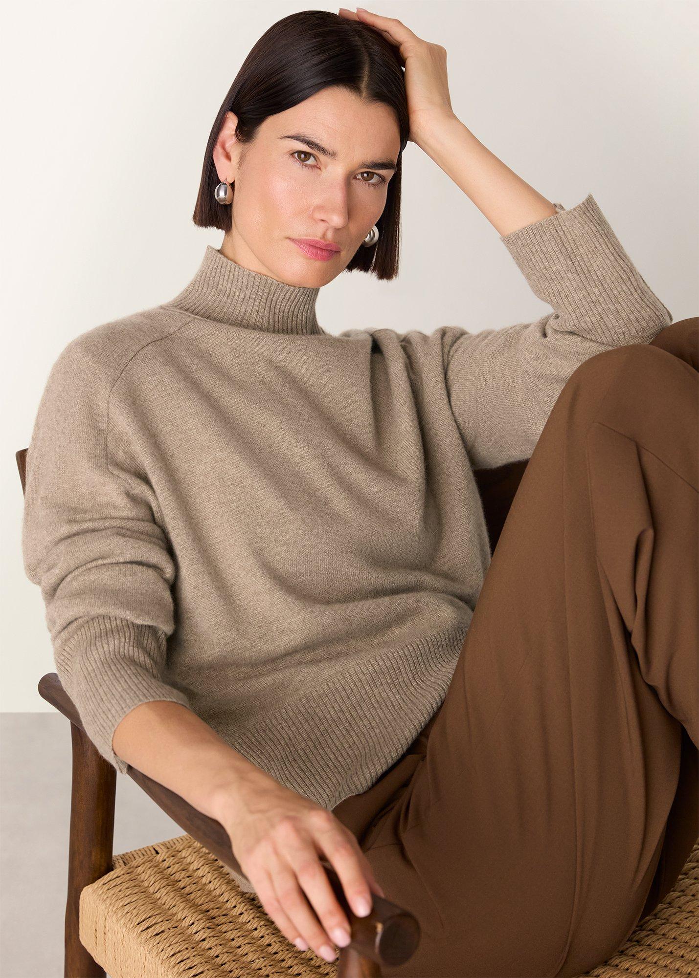 Oatmeal Cashmere Funnel Neck