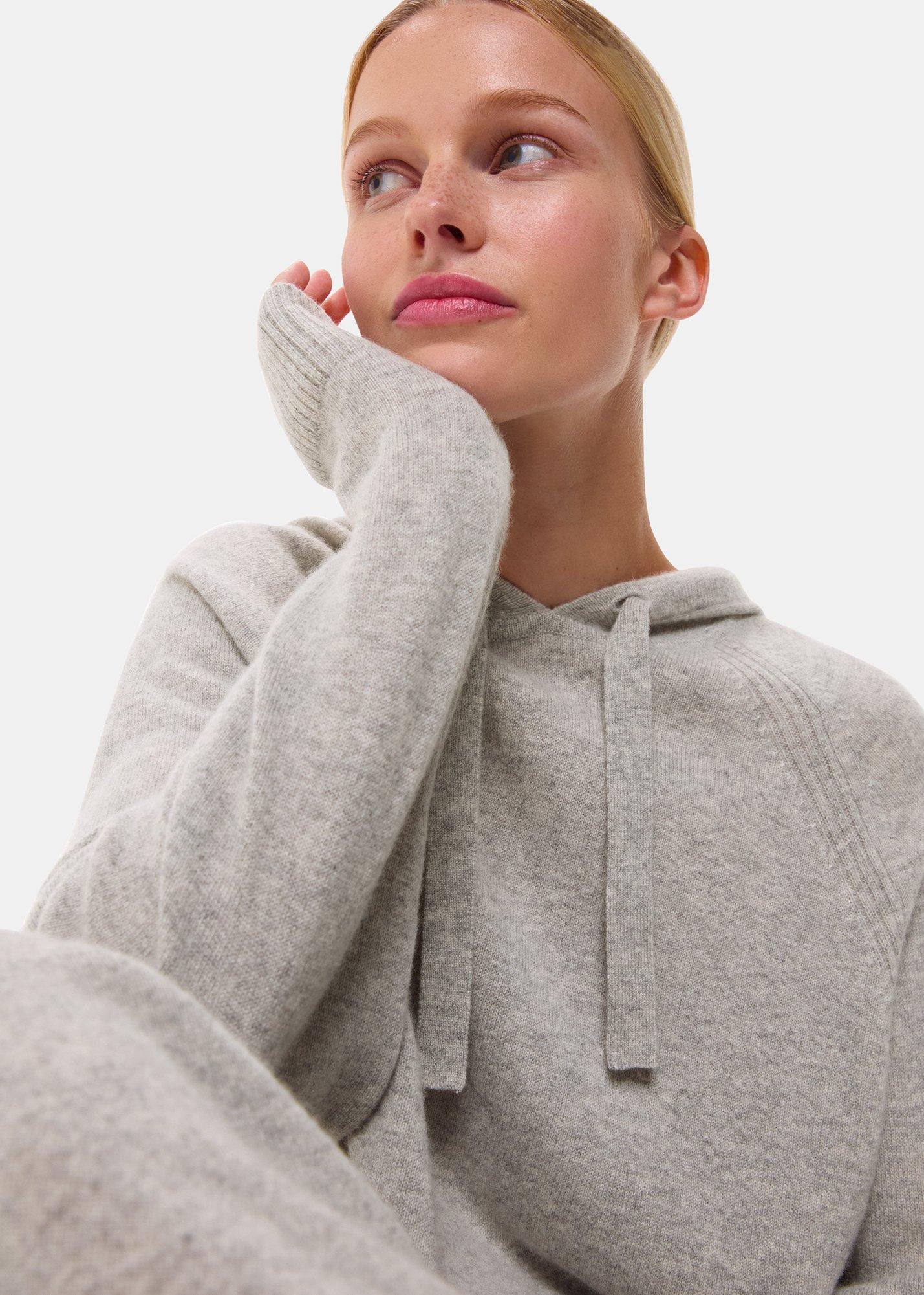 Grey Marl Cashmere Hoodie