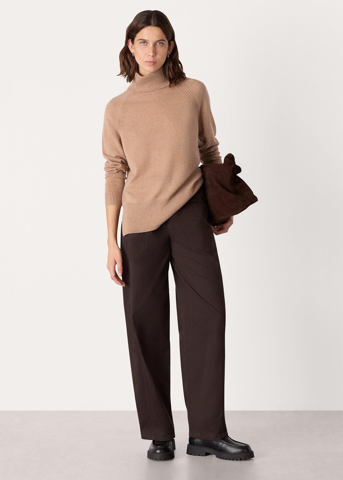 Camel Cashmere Turtleneck Sweater