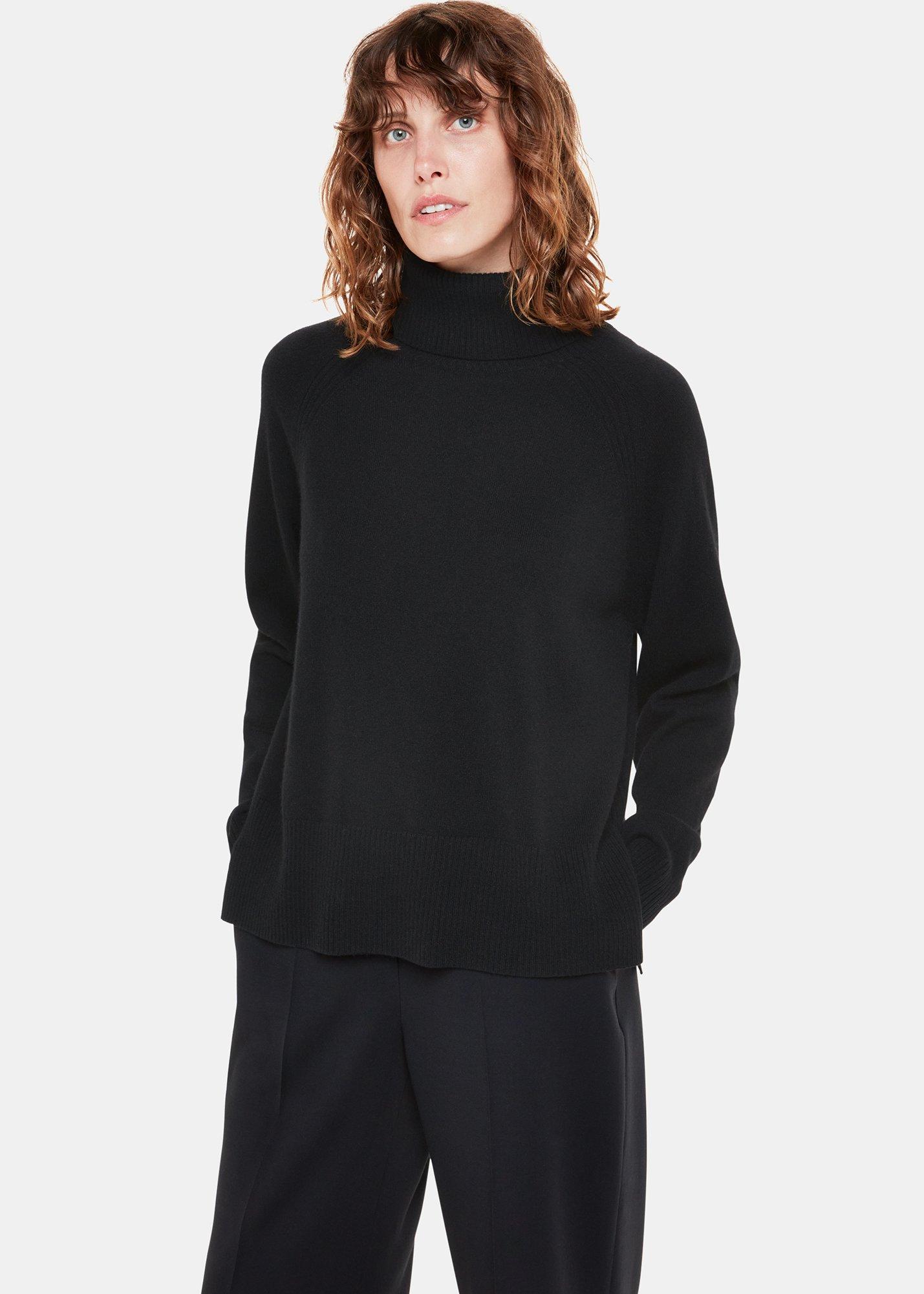Black Cashmere Roll Neck Jumper