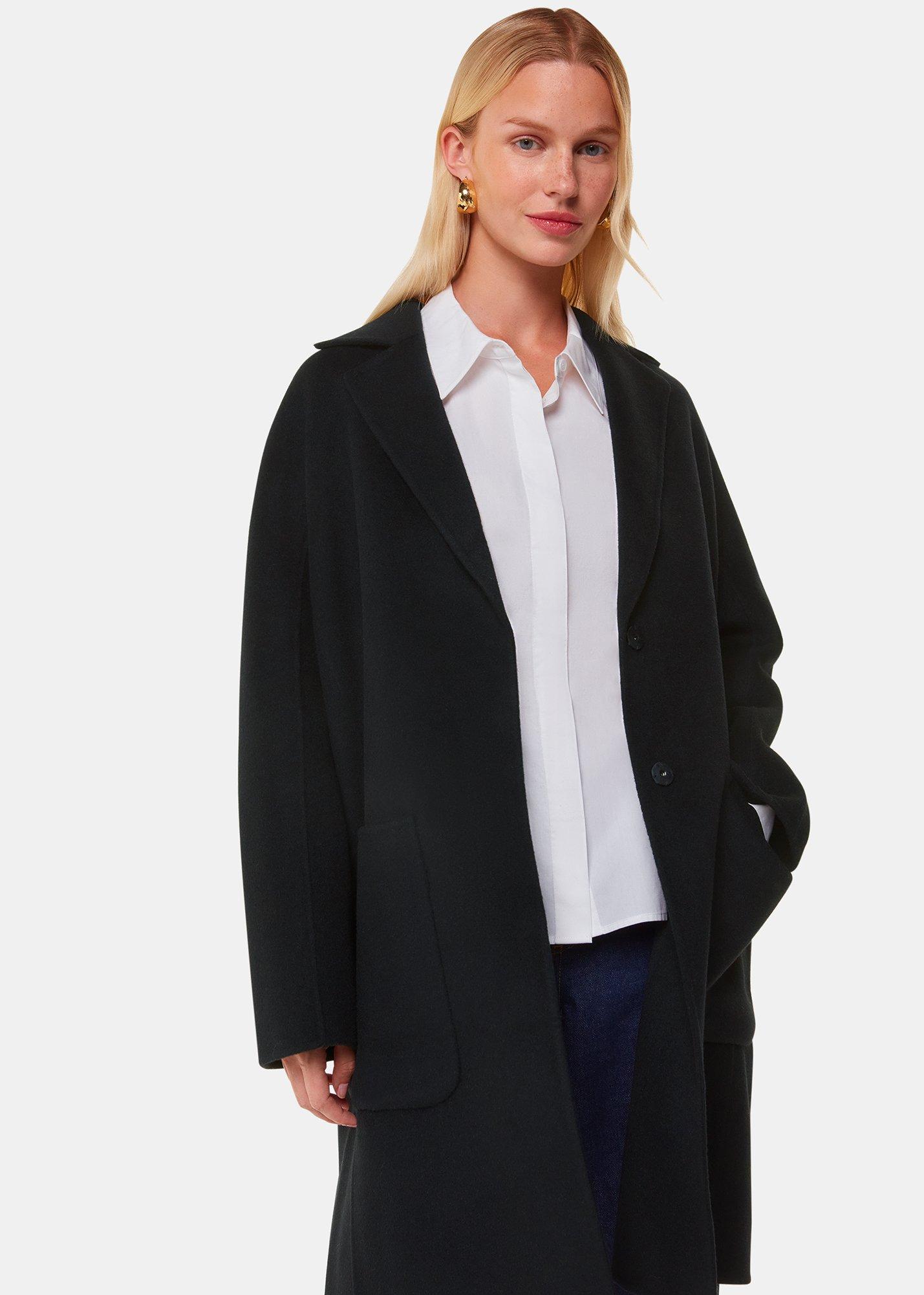 Black Cassie Double Face Pocket Coat