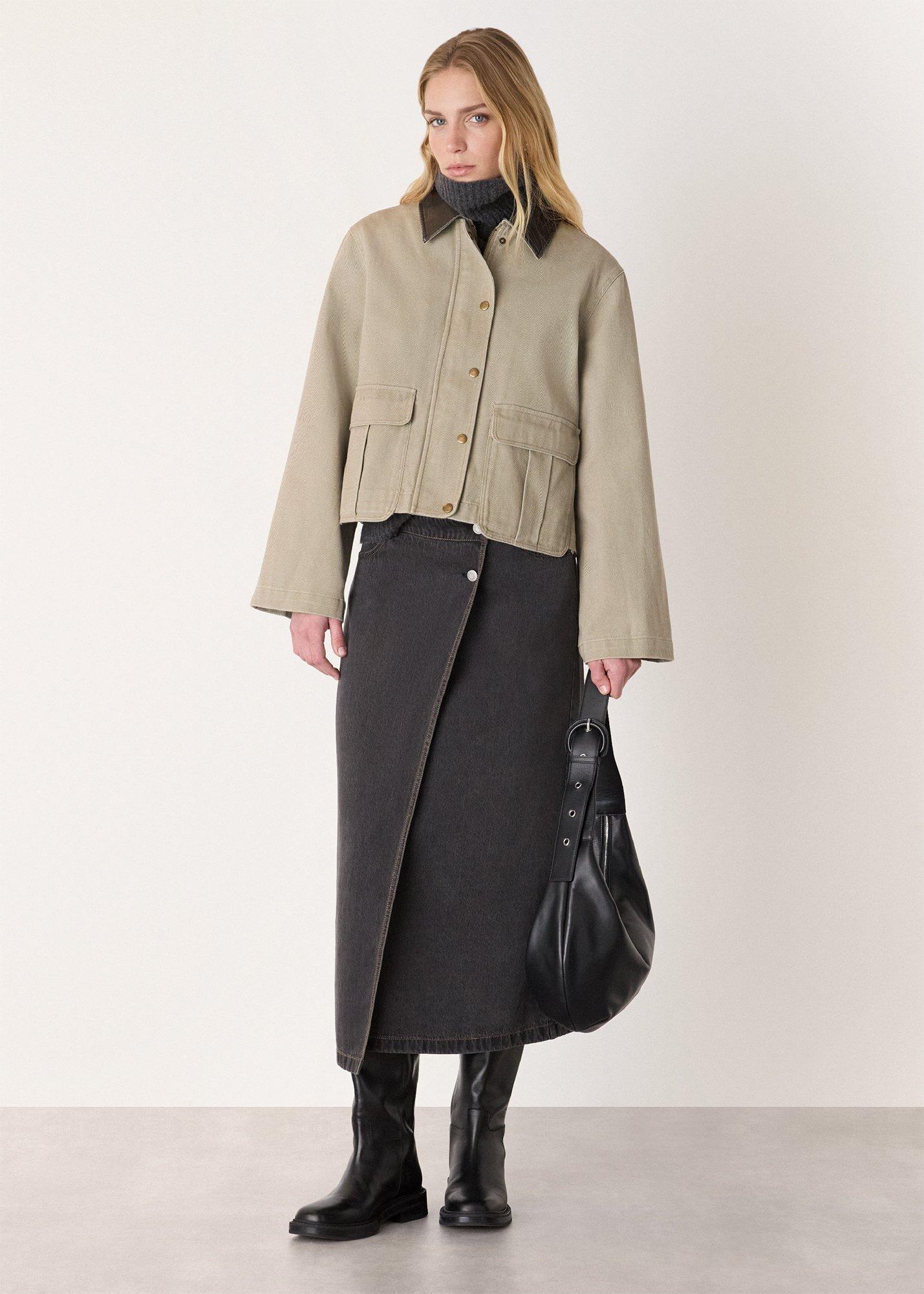 Taupe Casual Contrast Collar Jacket