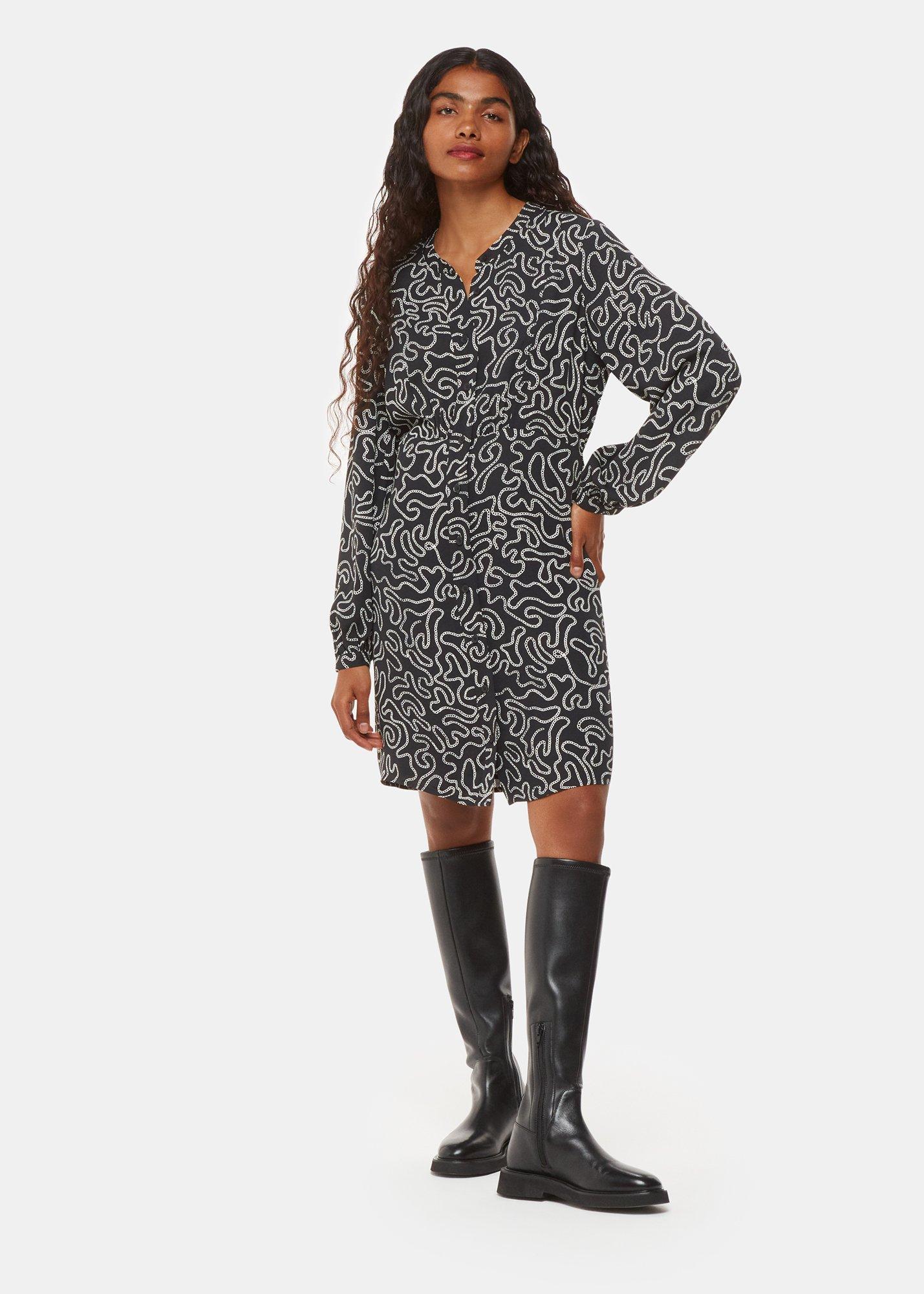 Black Chain Print Flippy Dress