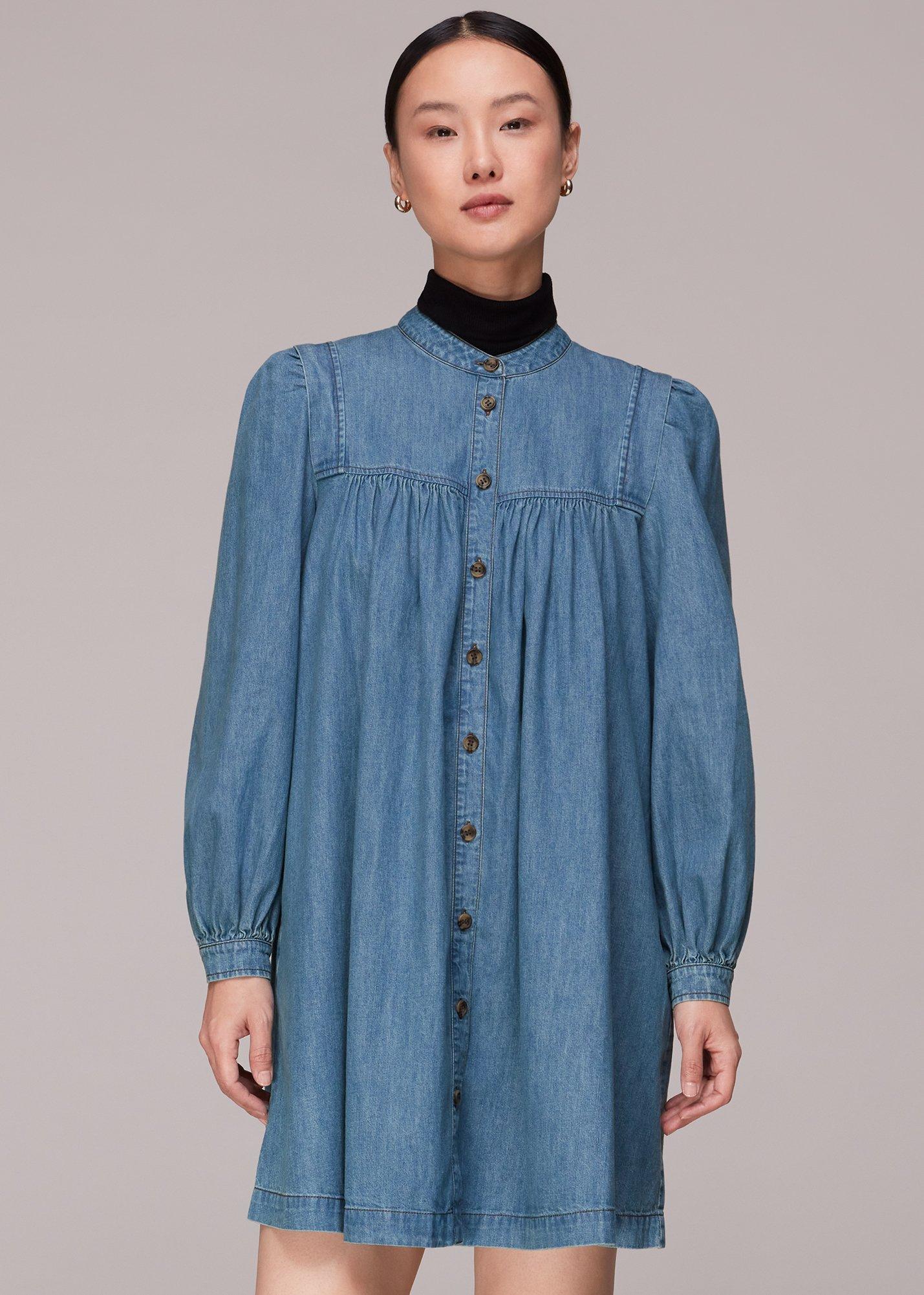 Chambray Denim Trapeze Dress